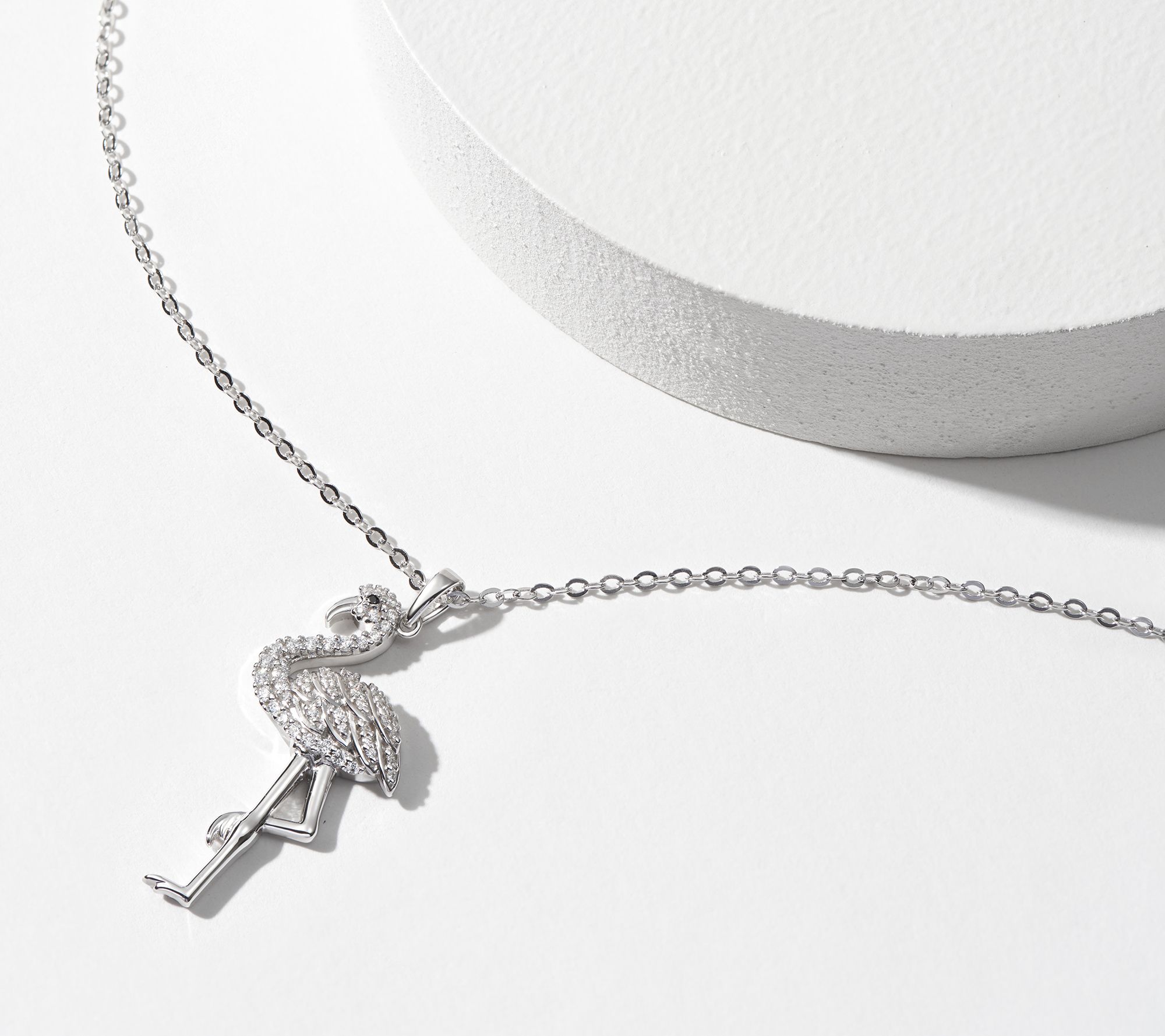 Diamonique Sterling Silver Flamingo Necklace