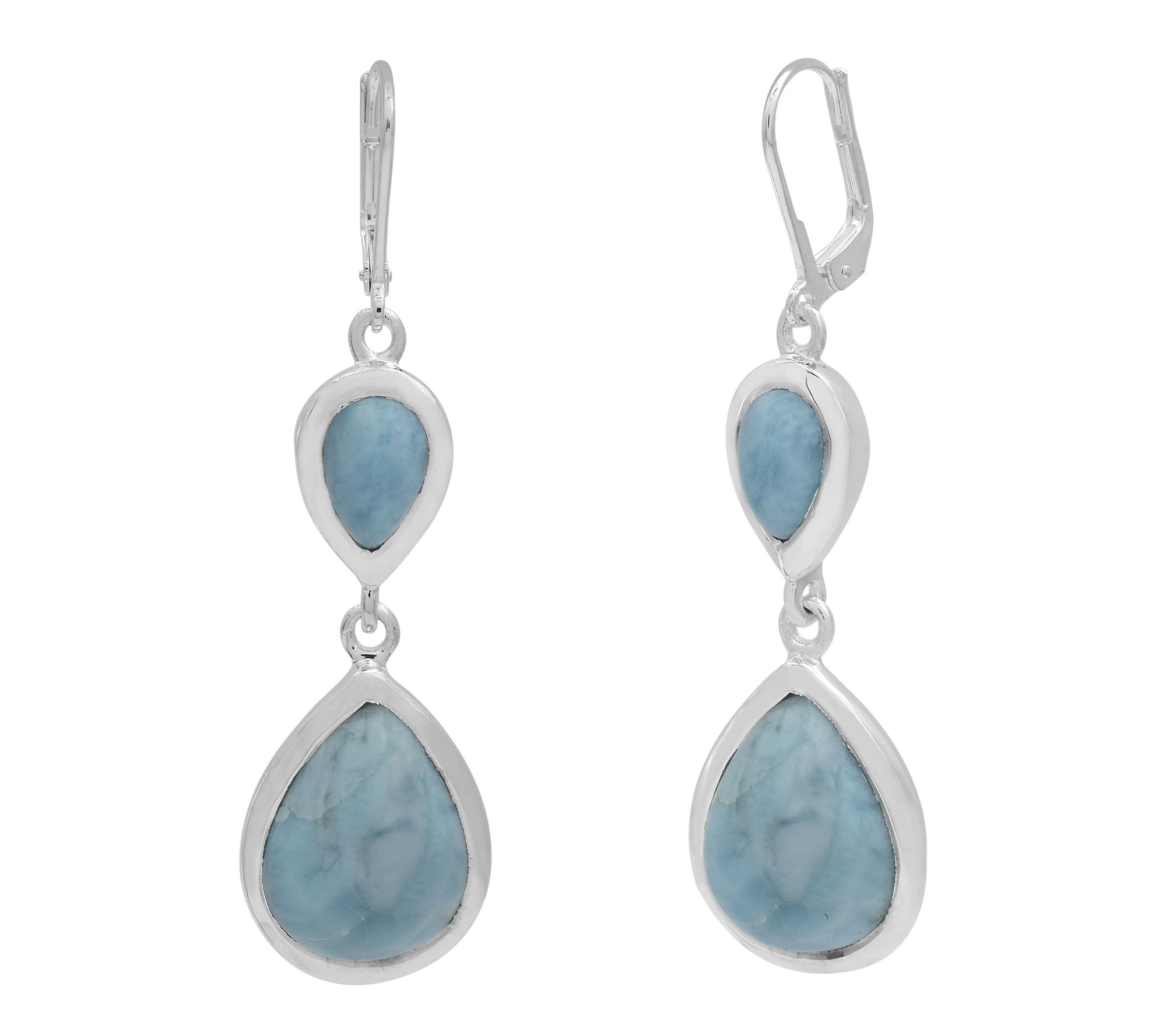 Affinity Gems Pear Cut Larimar Drop Earrings, Sterling
