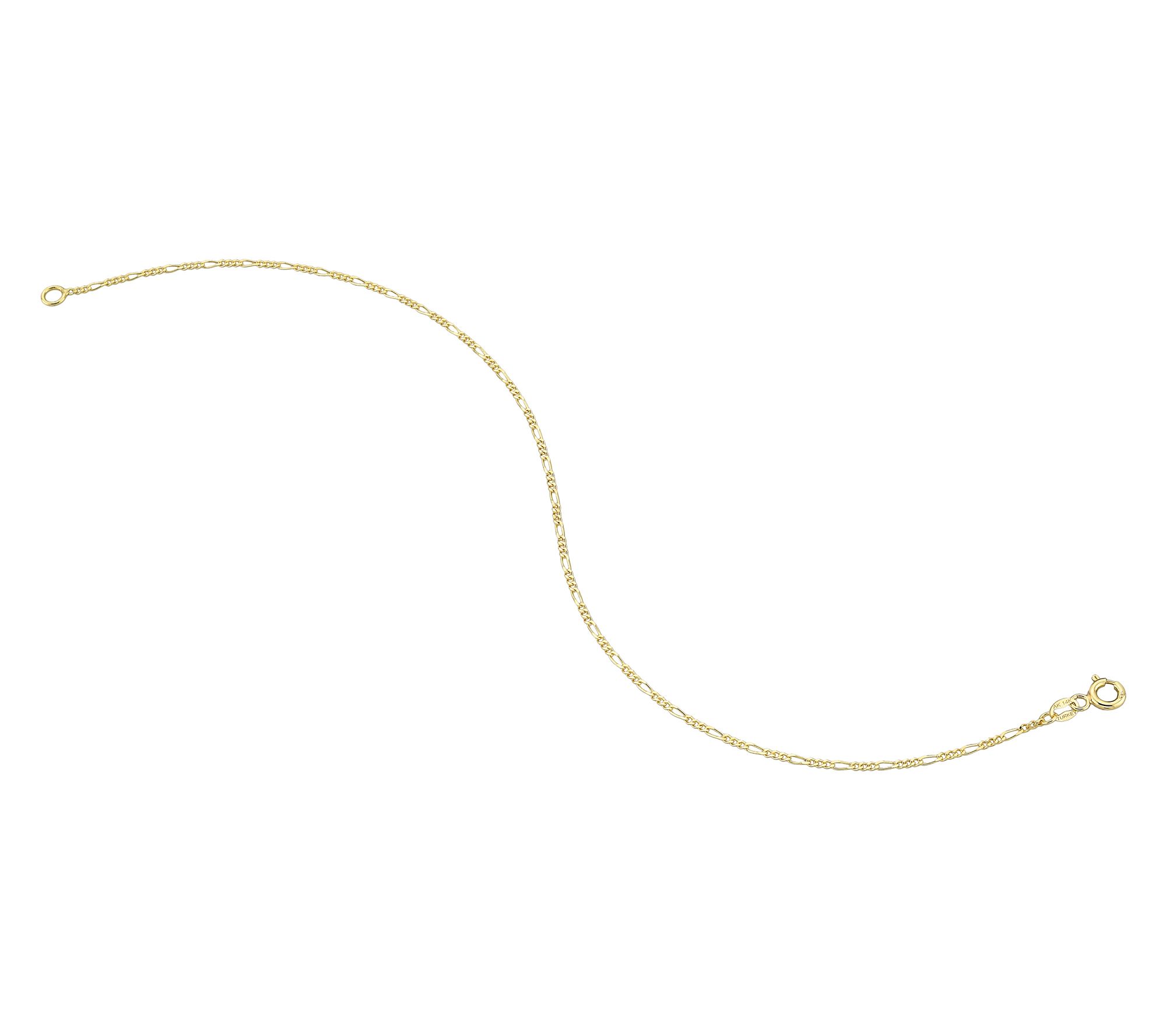 Adorna 14K Gold 1.25mm Solid Figaro Chain Bracelet