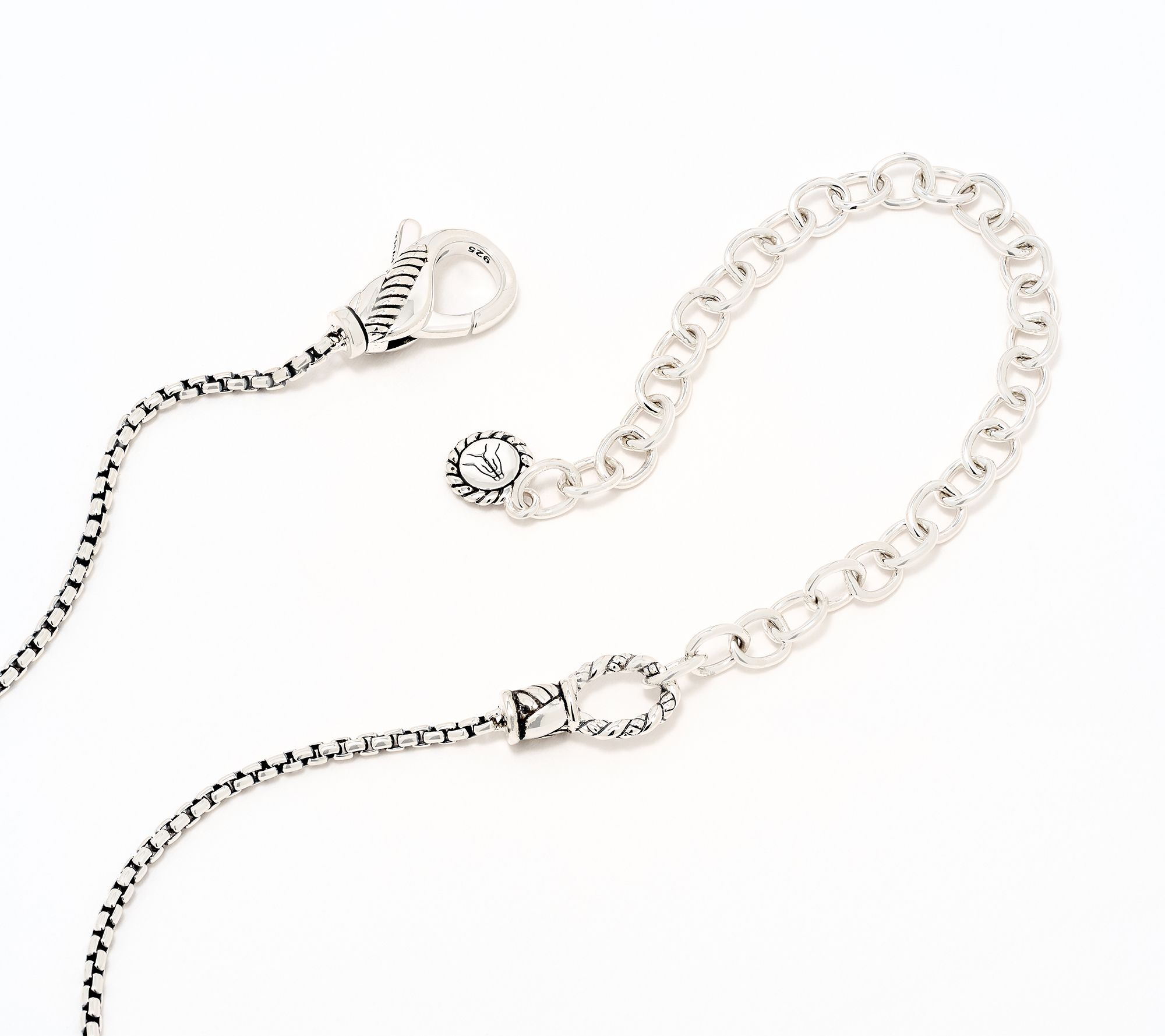 JAI Sterling Silver Baby Box Chain Symbols of Love Necklace, 10.0g