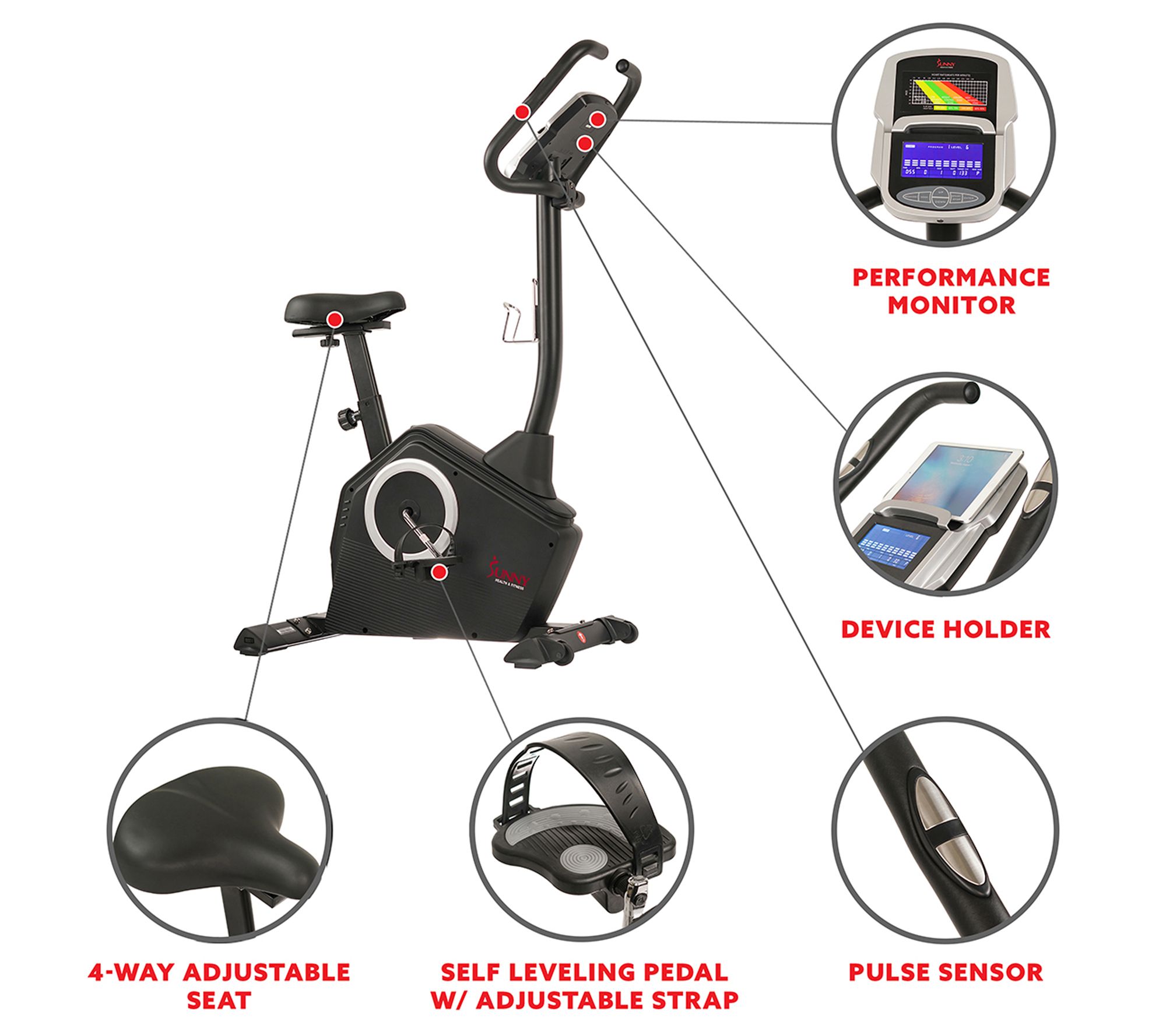 Sunny Health & Fitness Programmable Upright Bike