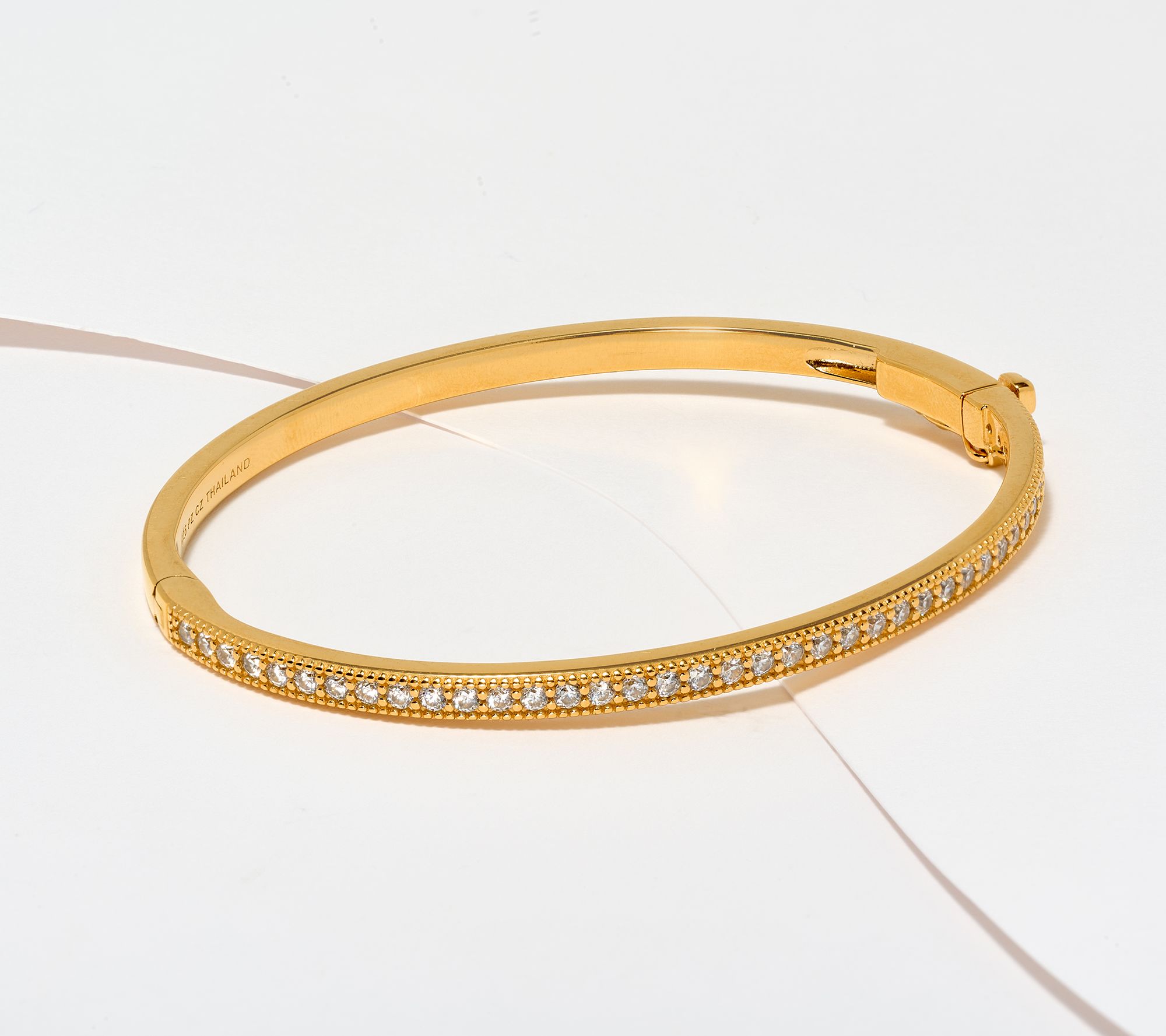 Diamonique Pave Hinged Bangle Bracelet, Sterling Silver