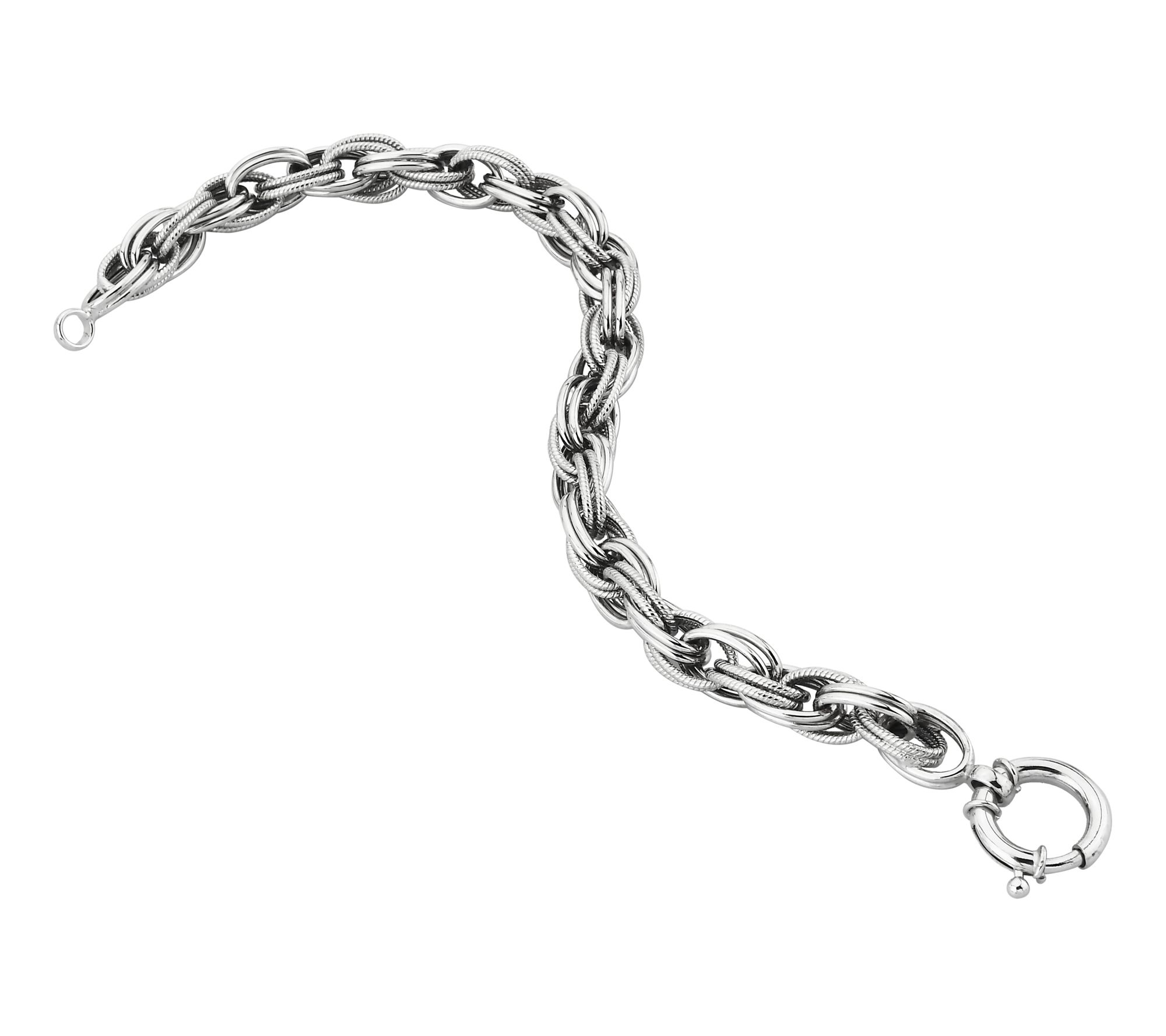Silver Style Interlocked Oval Link Bracelet, Sterling