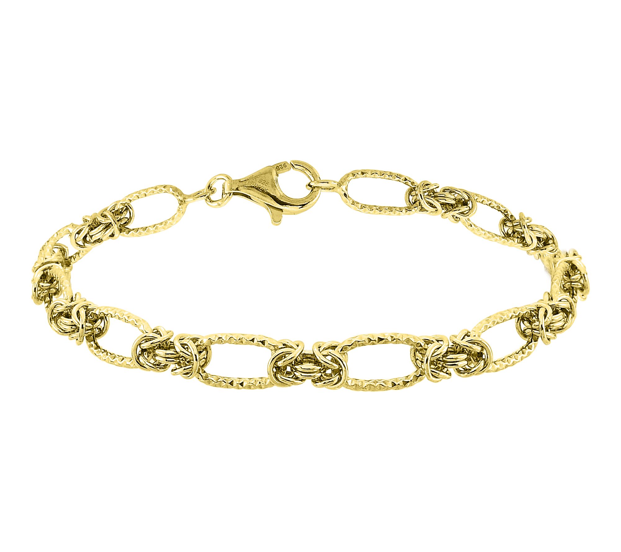 Silver Style Byzantine & Diamond Cut Bracelet,Sterling