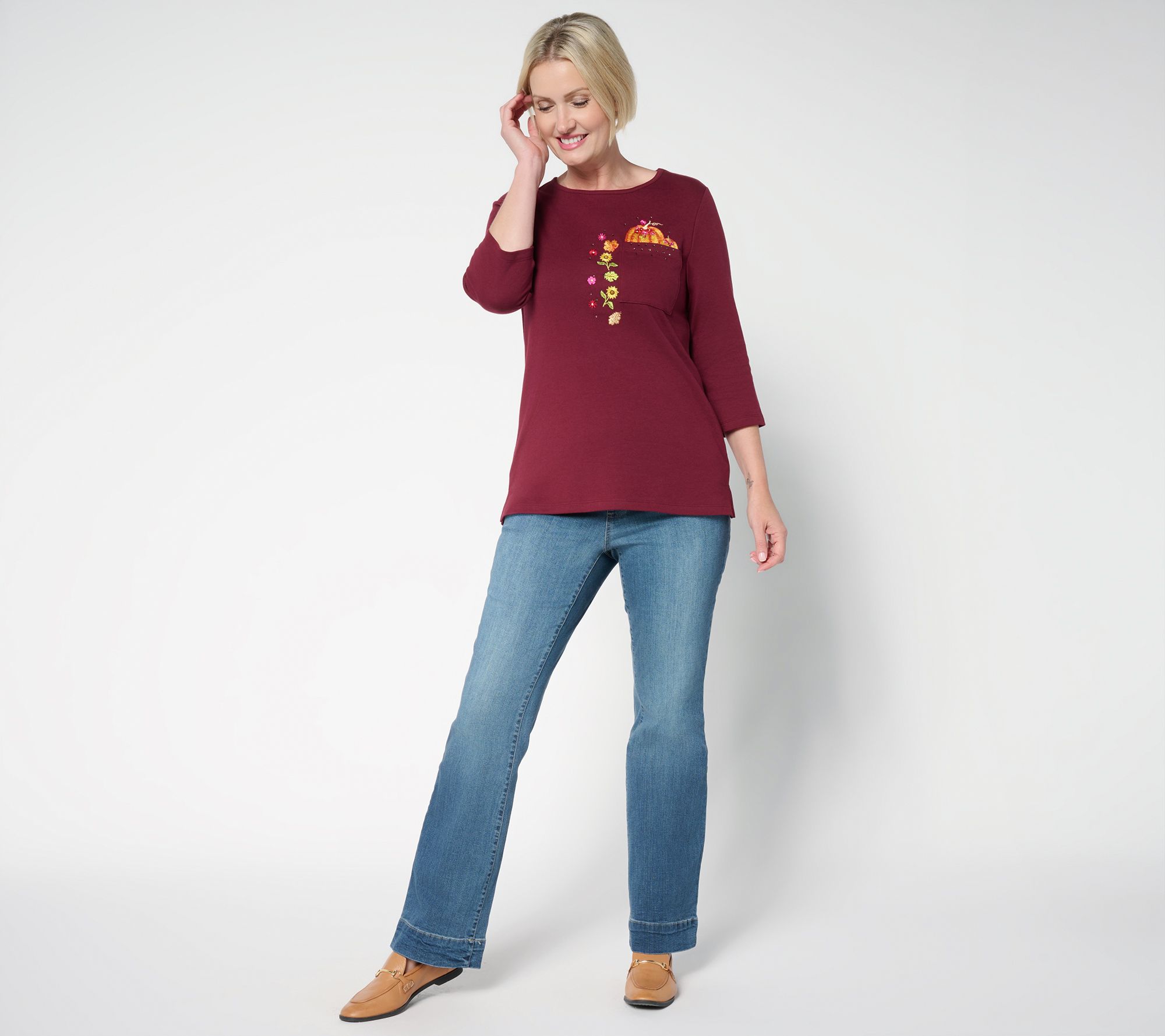 Quacker Factory Eek a Boo 3/4 Sleeve Top