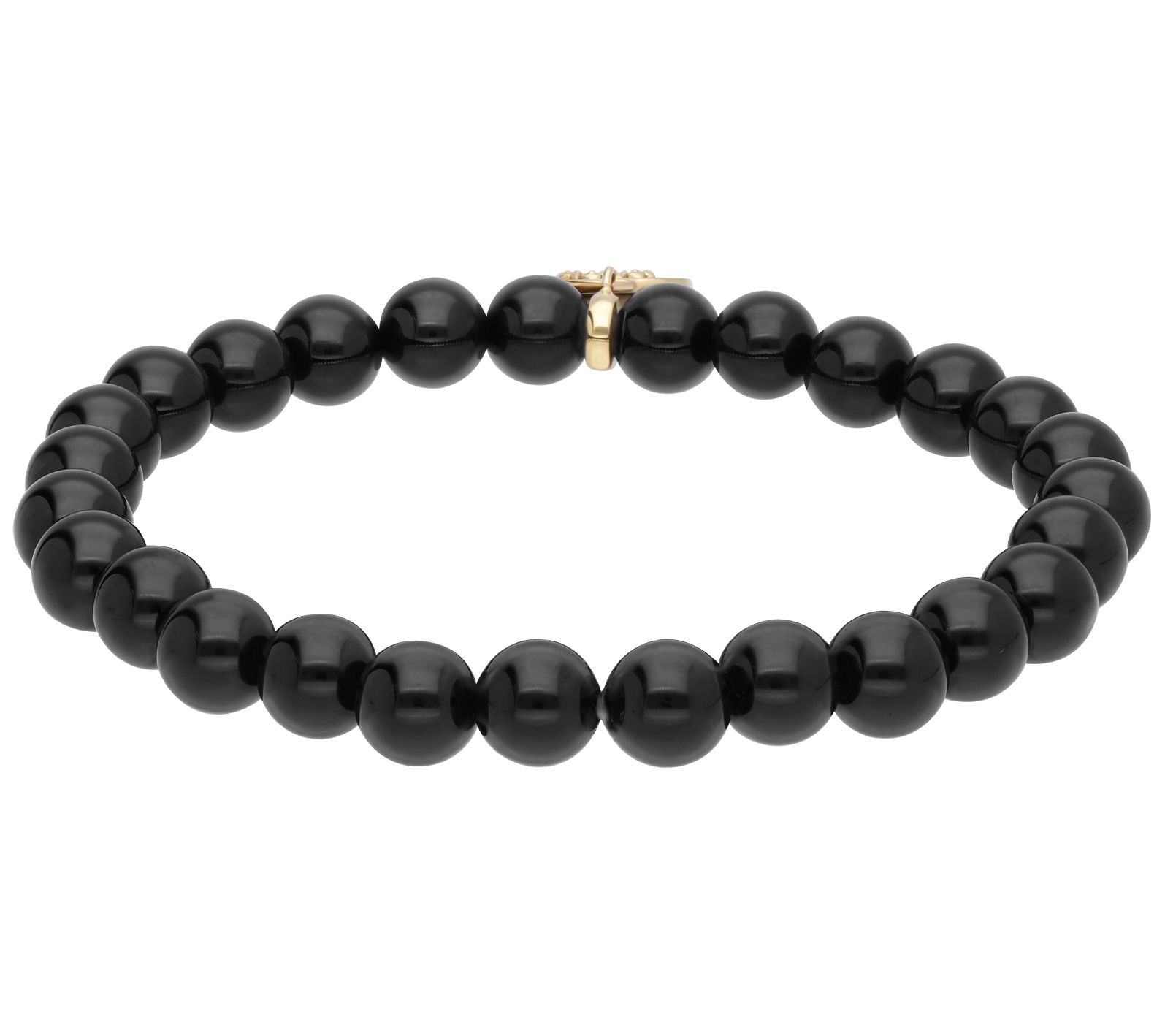 Elyse Ryan 14K Gold Clad Charm Onyx Bead Bracelet