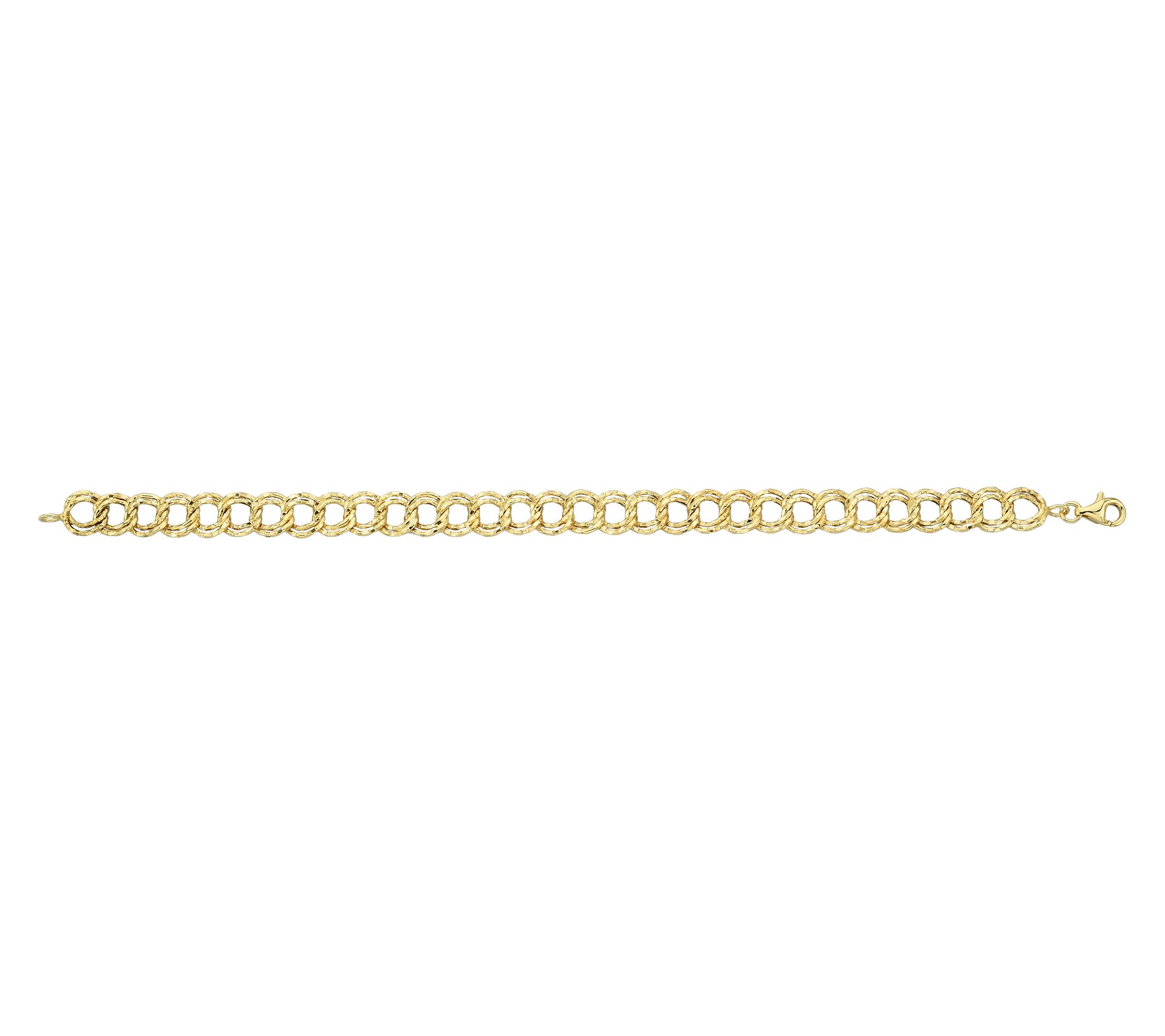 Adorna 14K Gold Textured Double Oval Link Bracelet