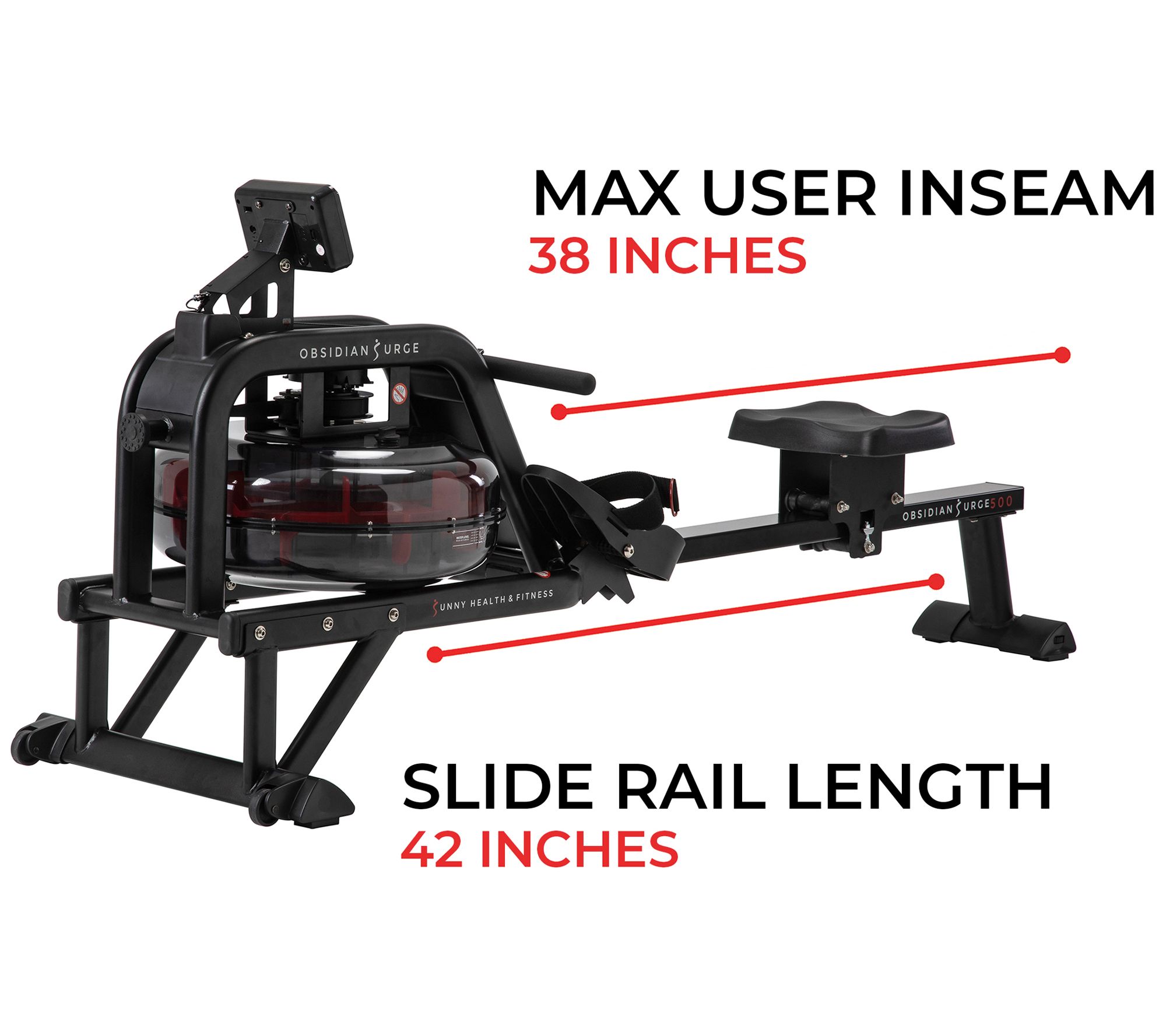 Sunny Health & Fitness Obsidian Surge Water Rower