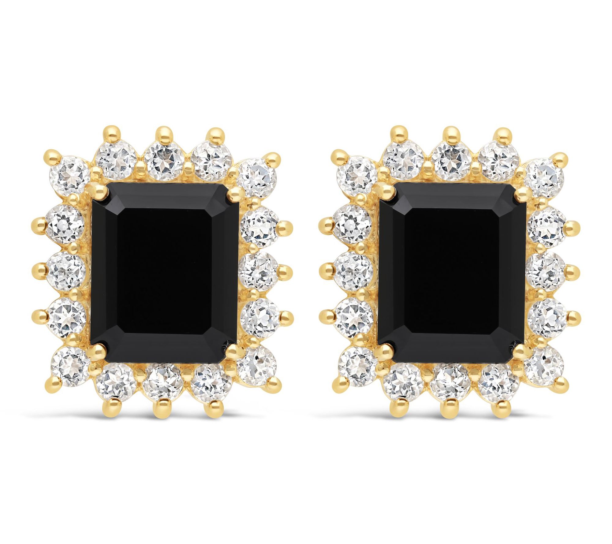 Ariva 18K Gold Clad Onyx & White Topaz Vivien Earrings