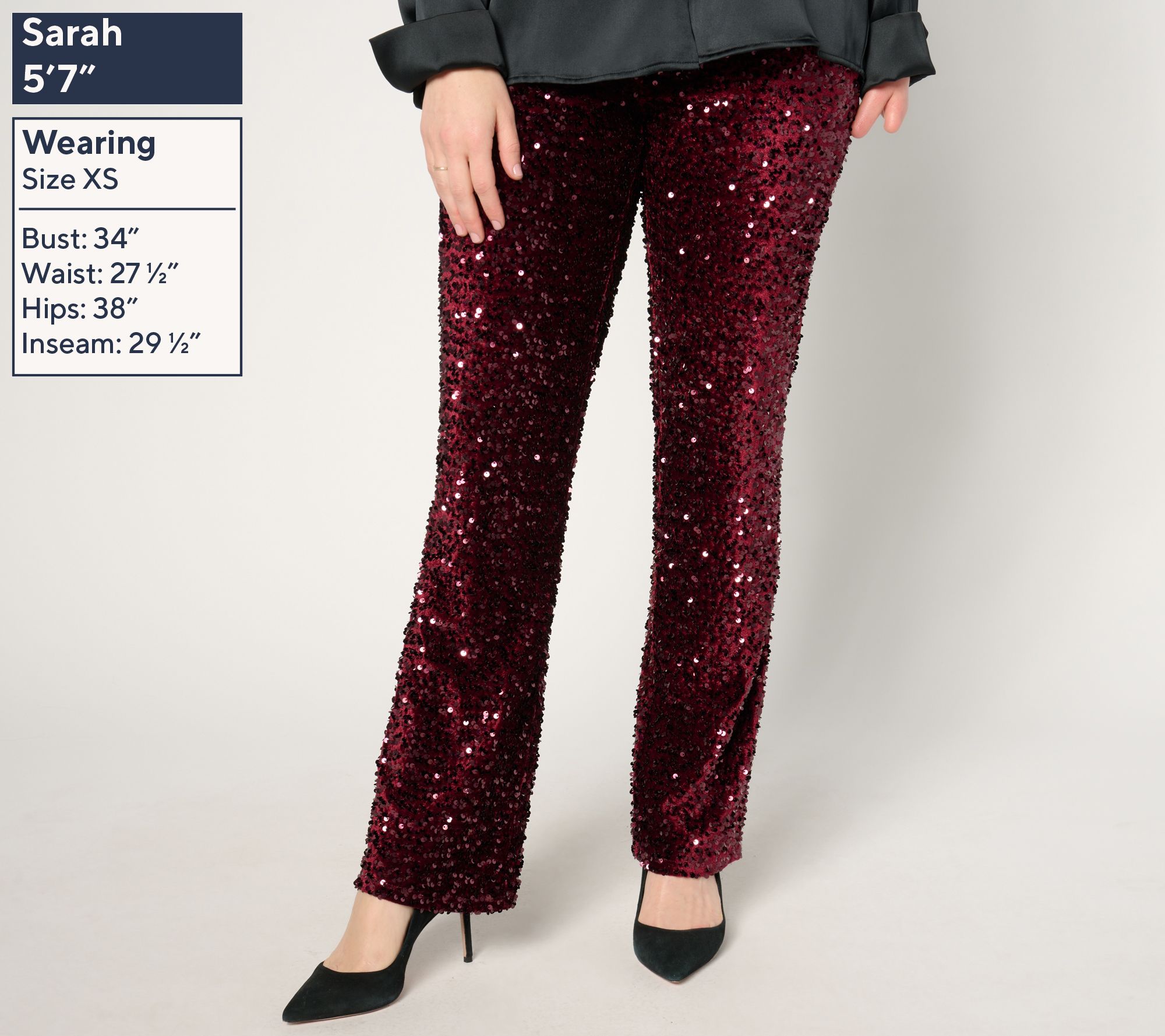 Jingle Belles by Kim Gravel Regular Sequin Paillette Velvet Pant