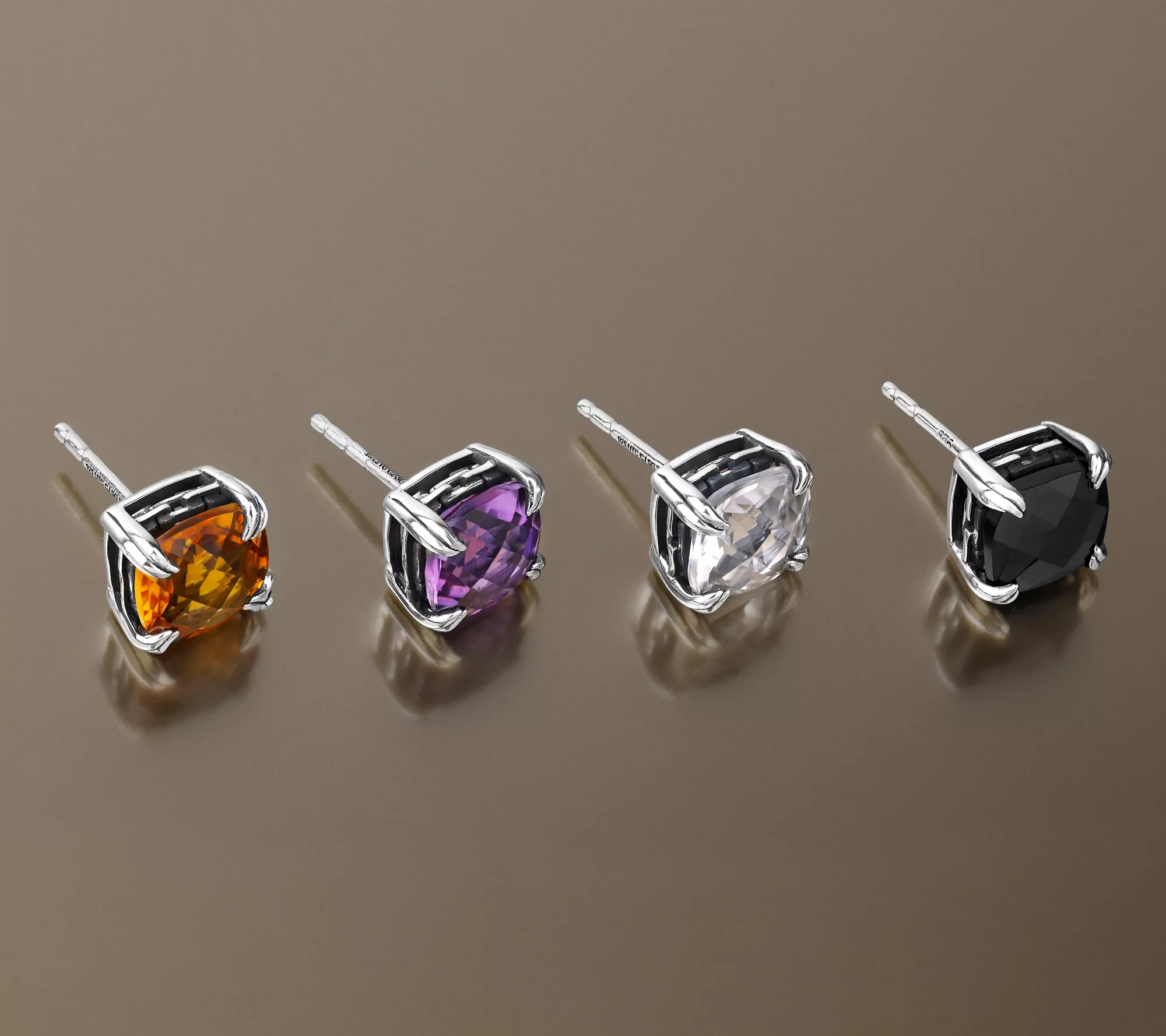 Christian James by Scott Grimes Sterling Silver Cushion Cut Stud Earrings