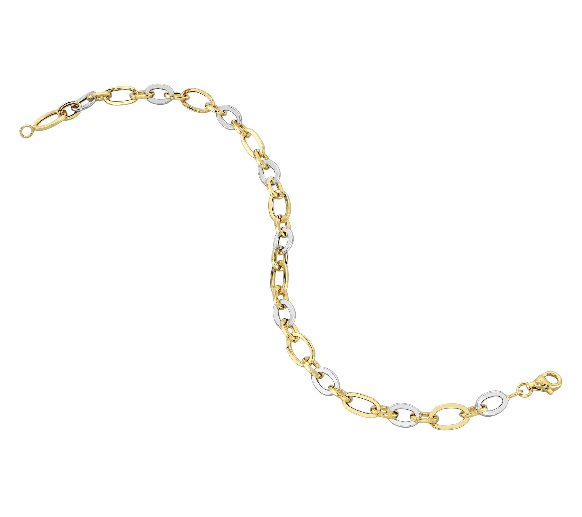 Adorna 14K Gold Two-Tone Mixed Oval Link Bracelet
