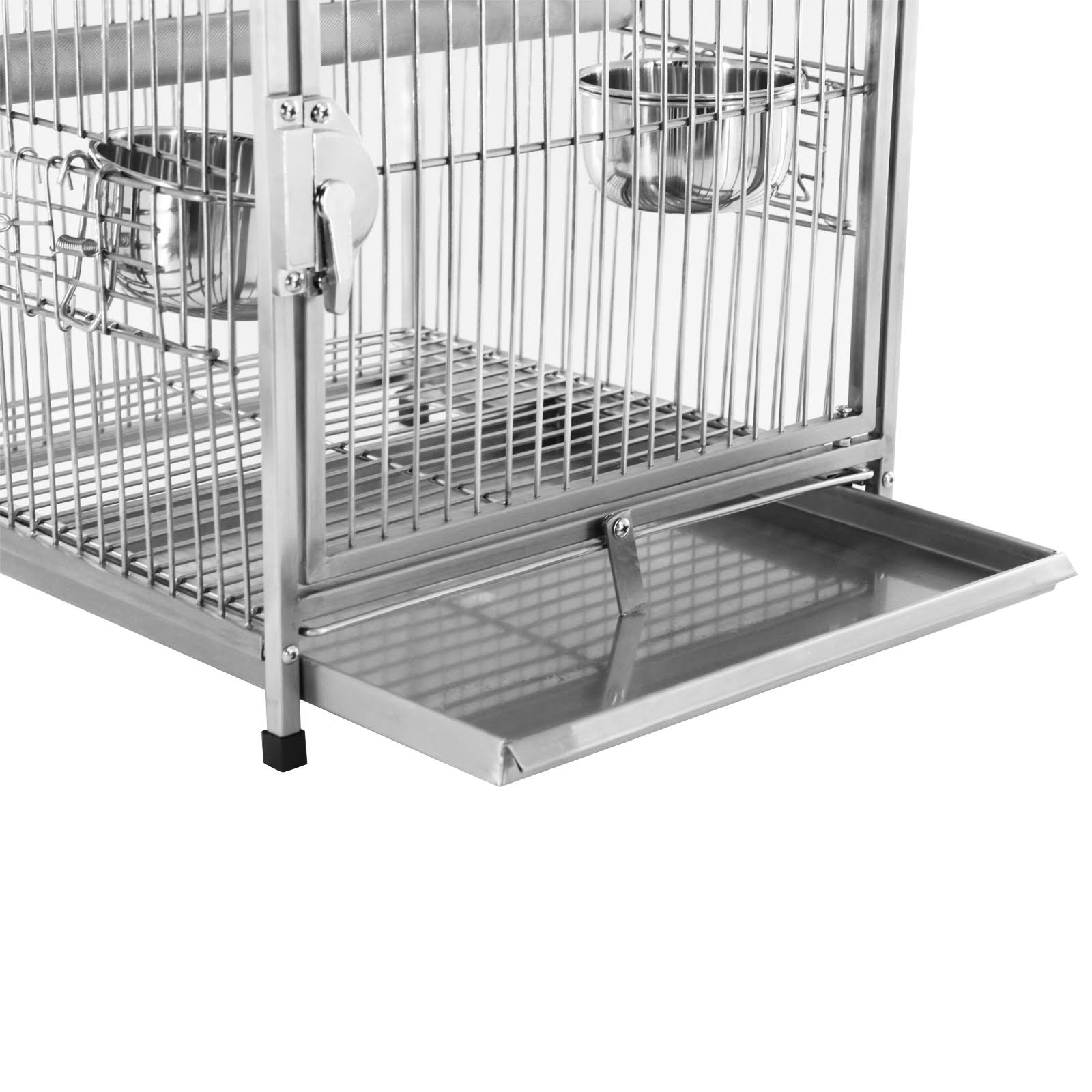 Pawhut 25x22 Dome Top Stainless Steel Parrot Travel Cage Bird Cage Carrier with Handle Perch