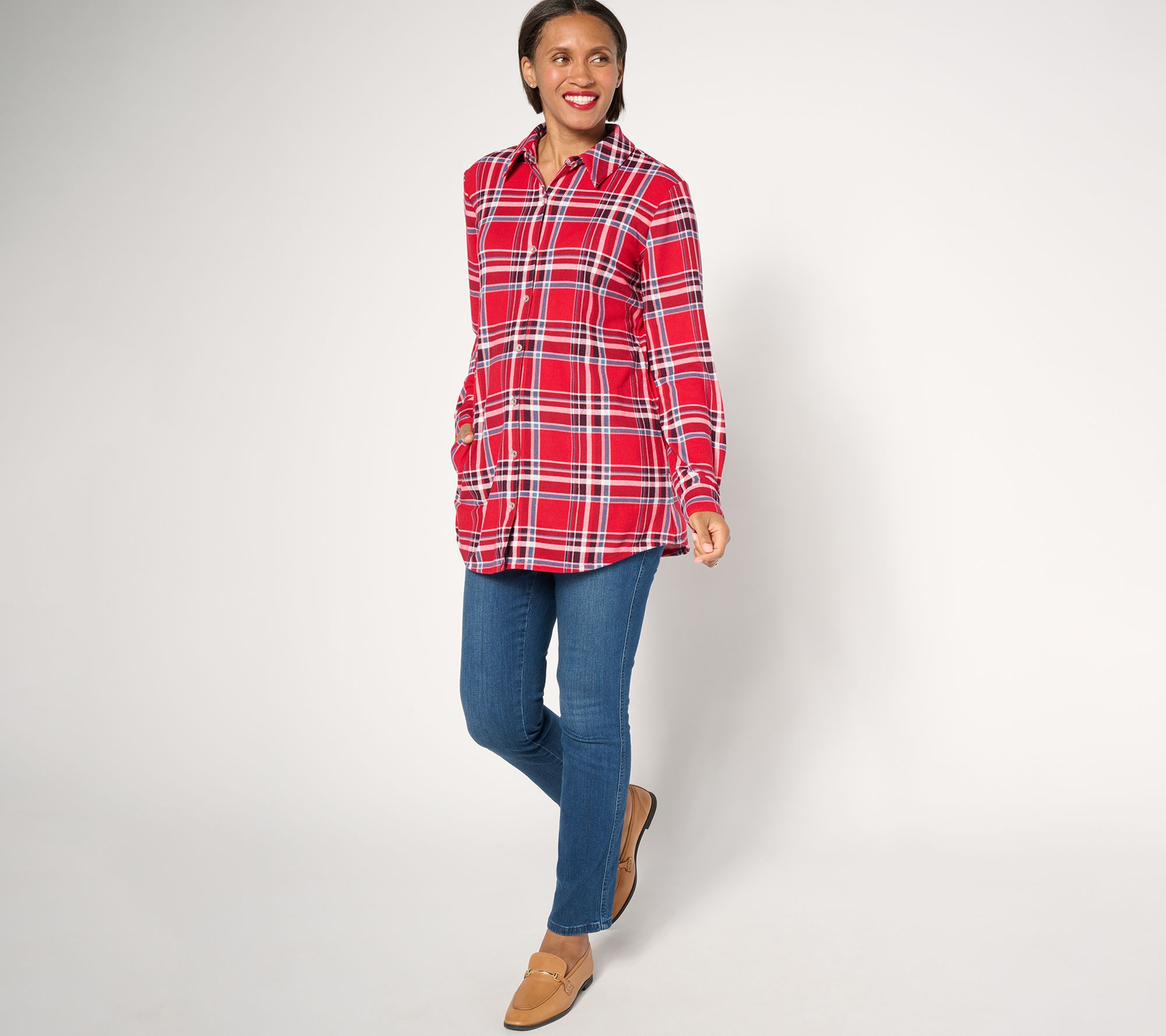 Denim & Co. Regular Heavenly Jersey Button Front Tunic