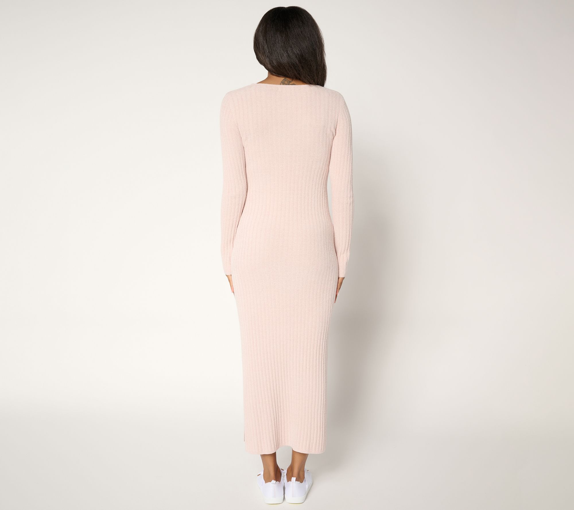Barefoot Dreams Reg. CozyChic Ultra Lite Long Sleeve V Ribbed Dress