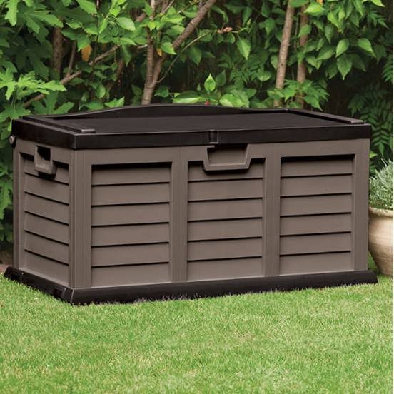 Starplast 71 Gallon Deck Box with Sit-On Cover, Mocha Brown