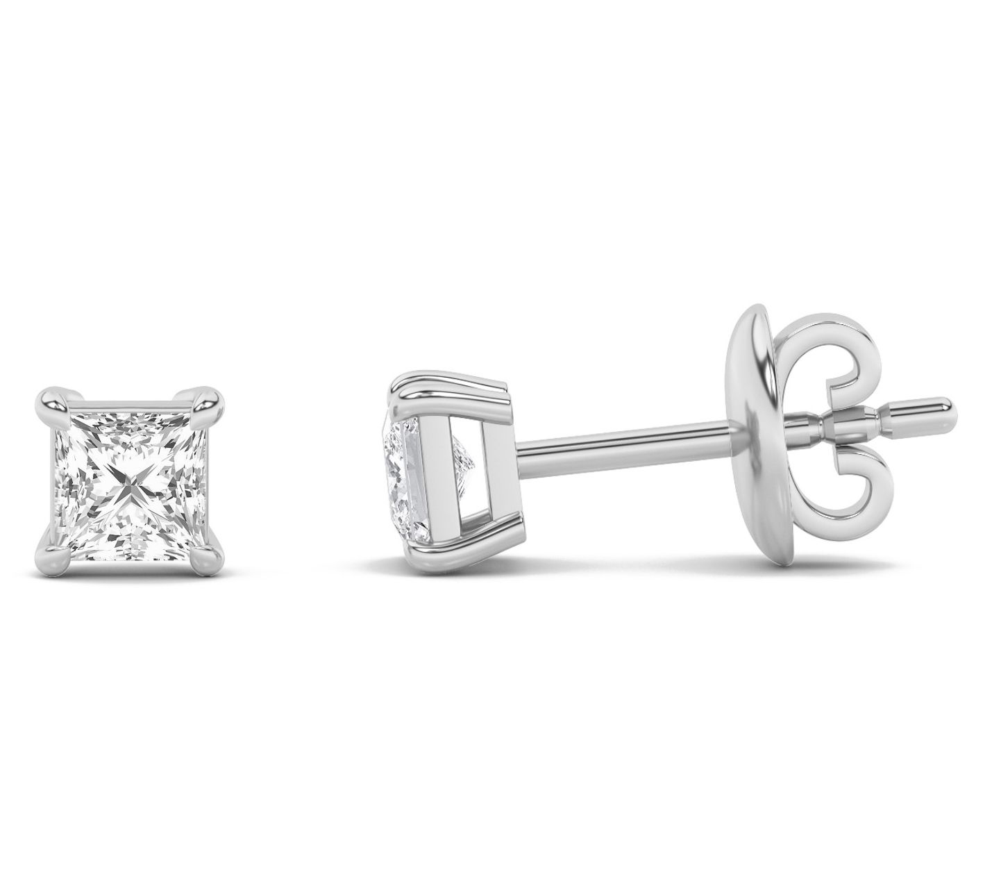 Fire Light 1.00 cttw Lab Grown Diamond Princess Earrings, 14K