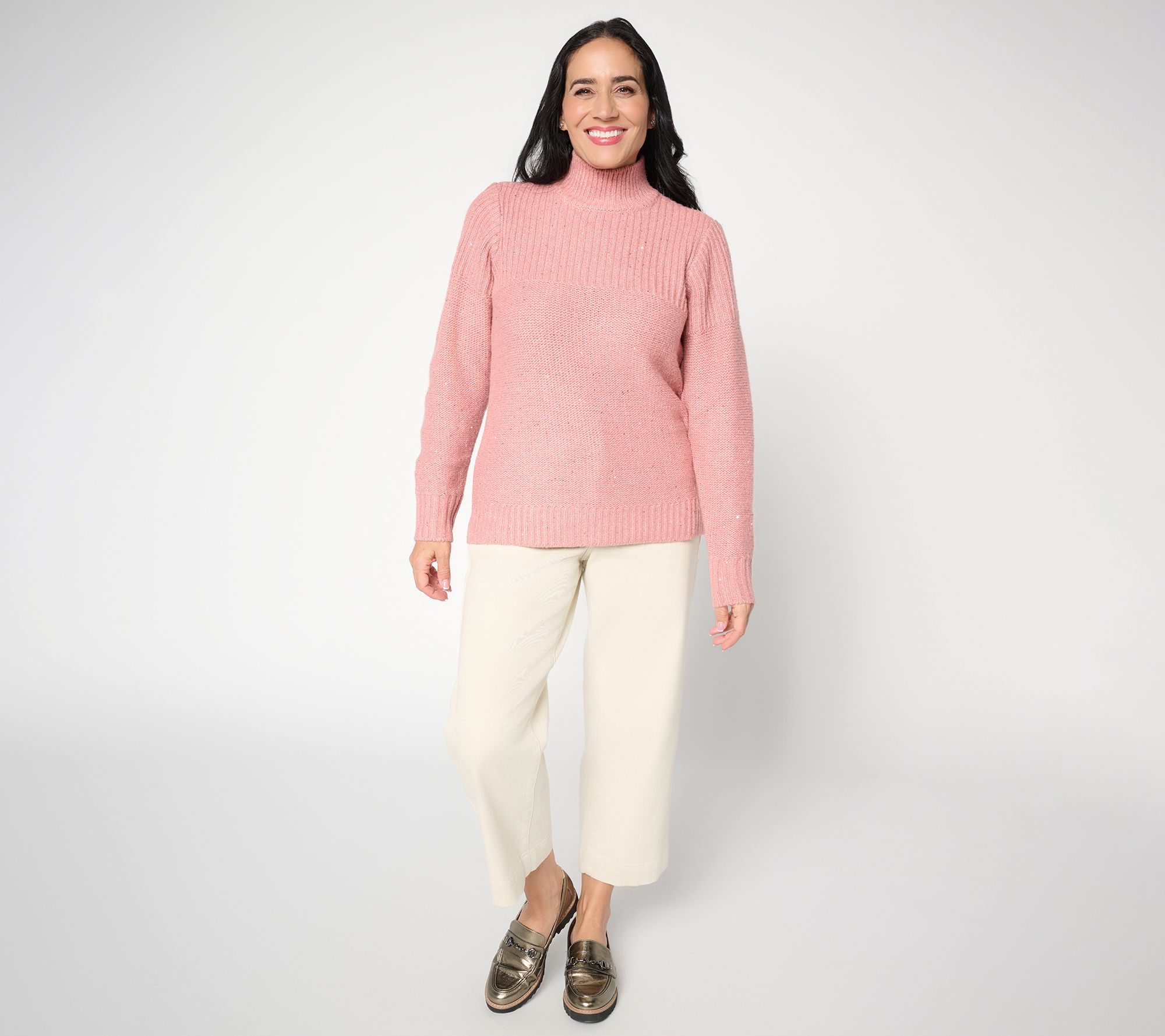 Belle by Kim Gravel Just Enough Sparkle Mock Neck Sweater