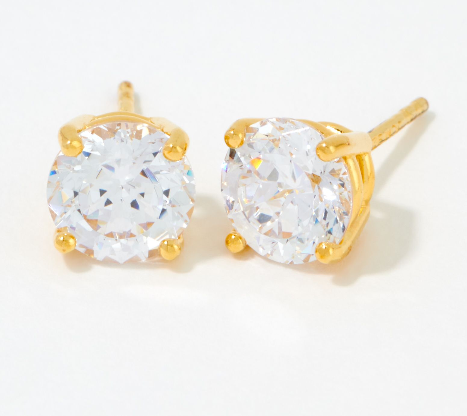 Diamonique 100-Facet 3.00 cttw Stud Earrings, 18K Gold Plated