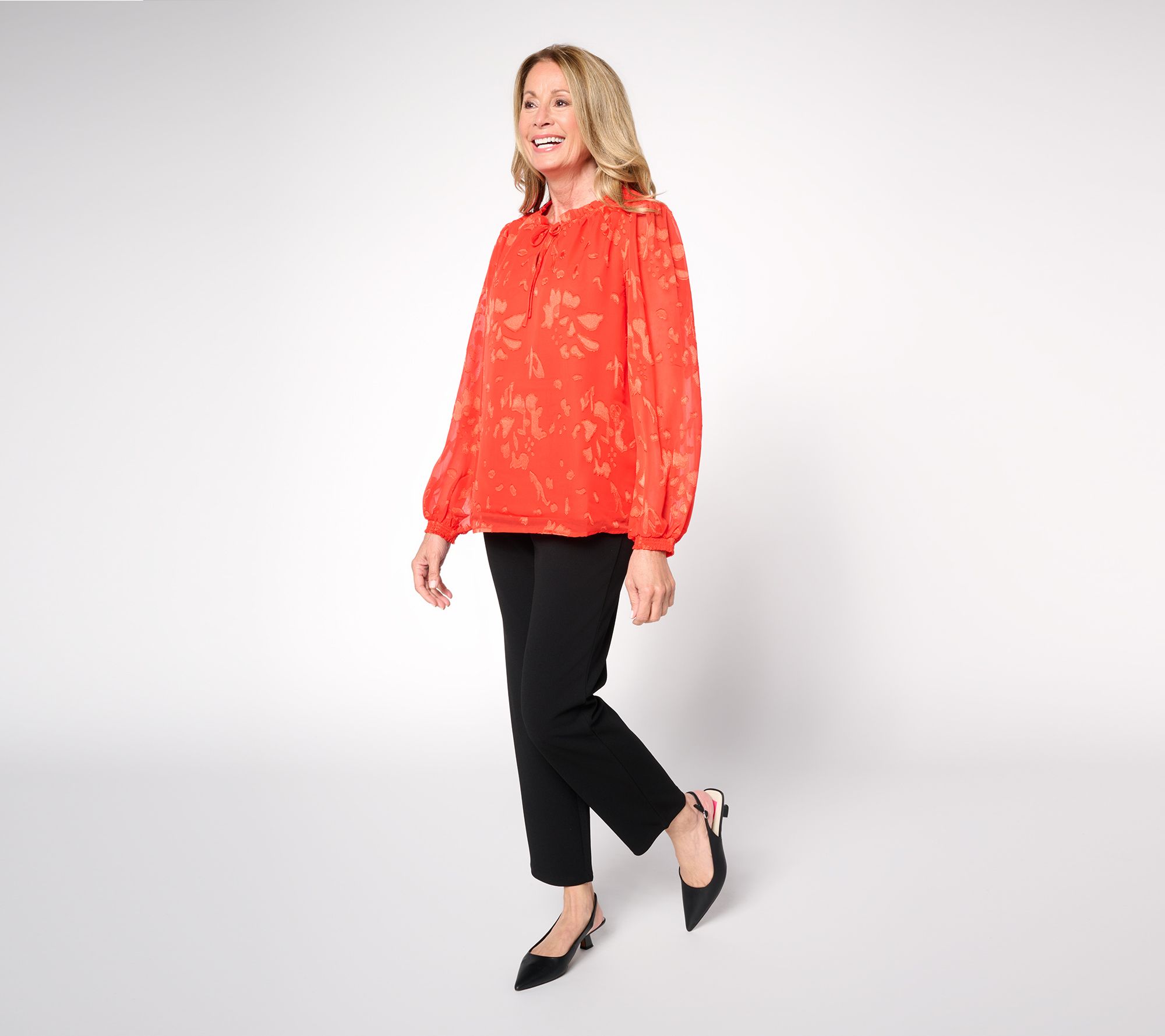 nicole by Nicole Miller Burn Out Chiffon w/Knit Tank Blouse