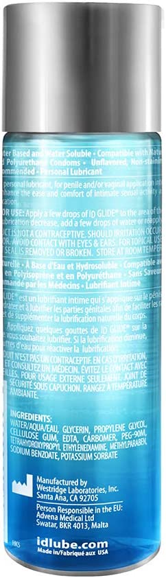 ID Lubricants Glide 128 Fl Oz Natural Feel Water-Based Personal Lubricant, Clear, 128 Oz
