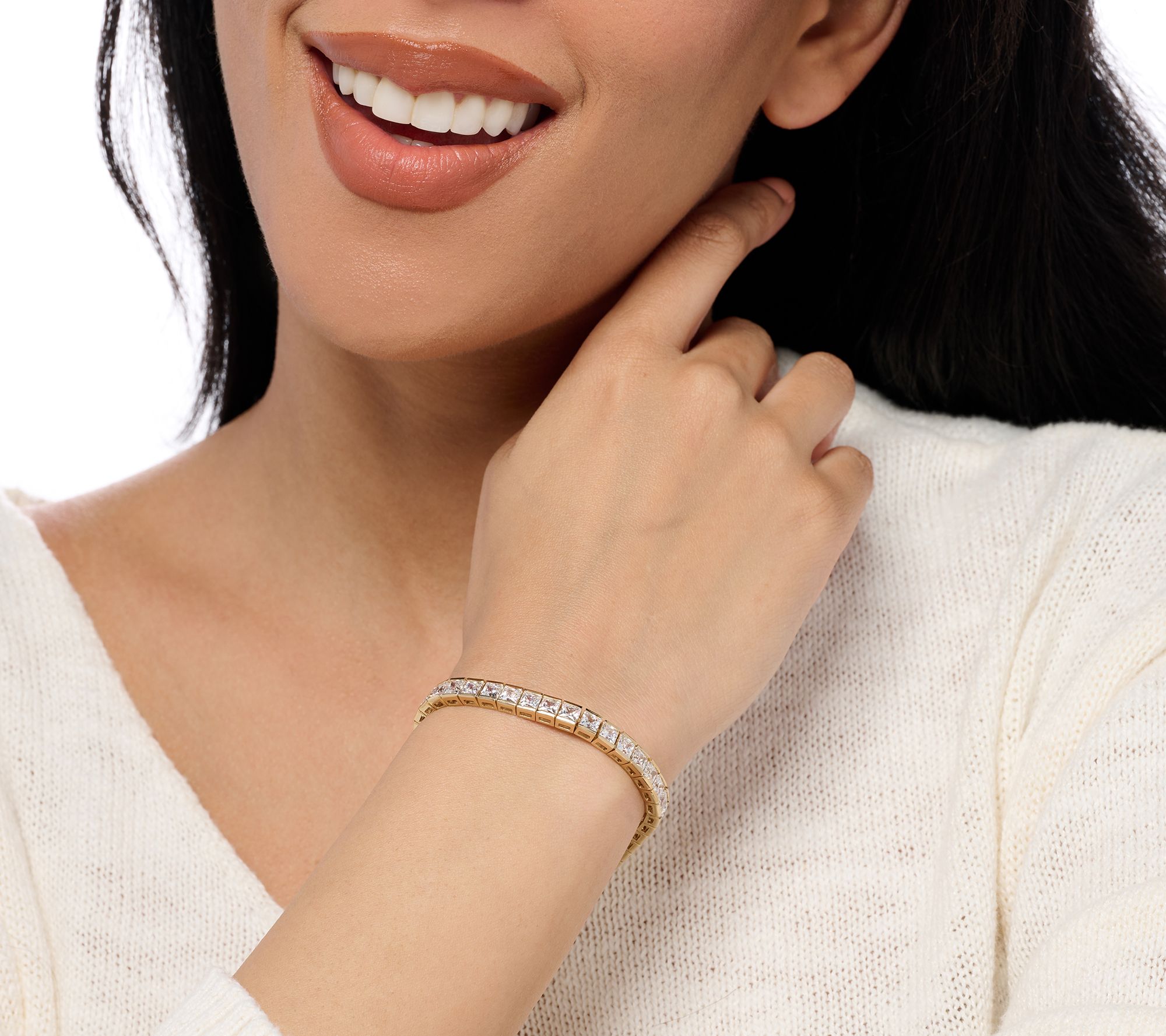 Diamonique Classics 4mm Princess Channel Set Bracelet, Sterl