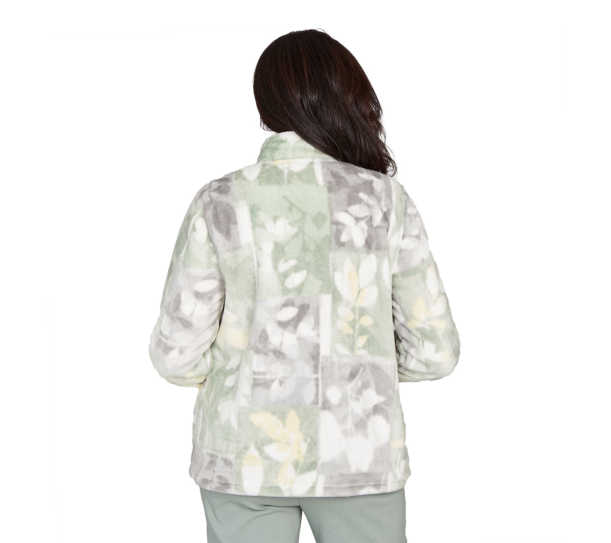 Alfred Dunner Leaf Patchwork Cozy Knit Jacket