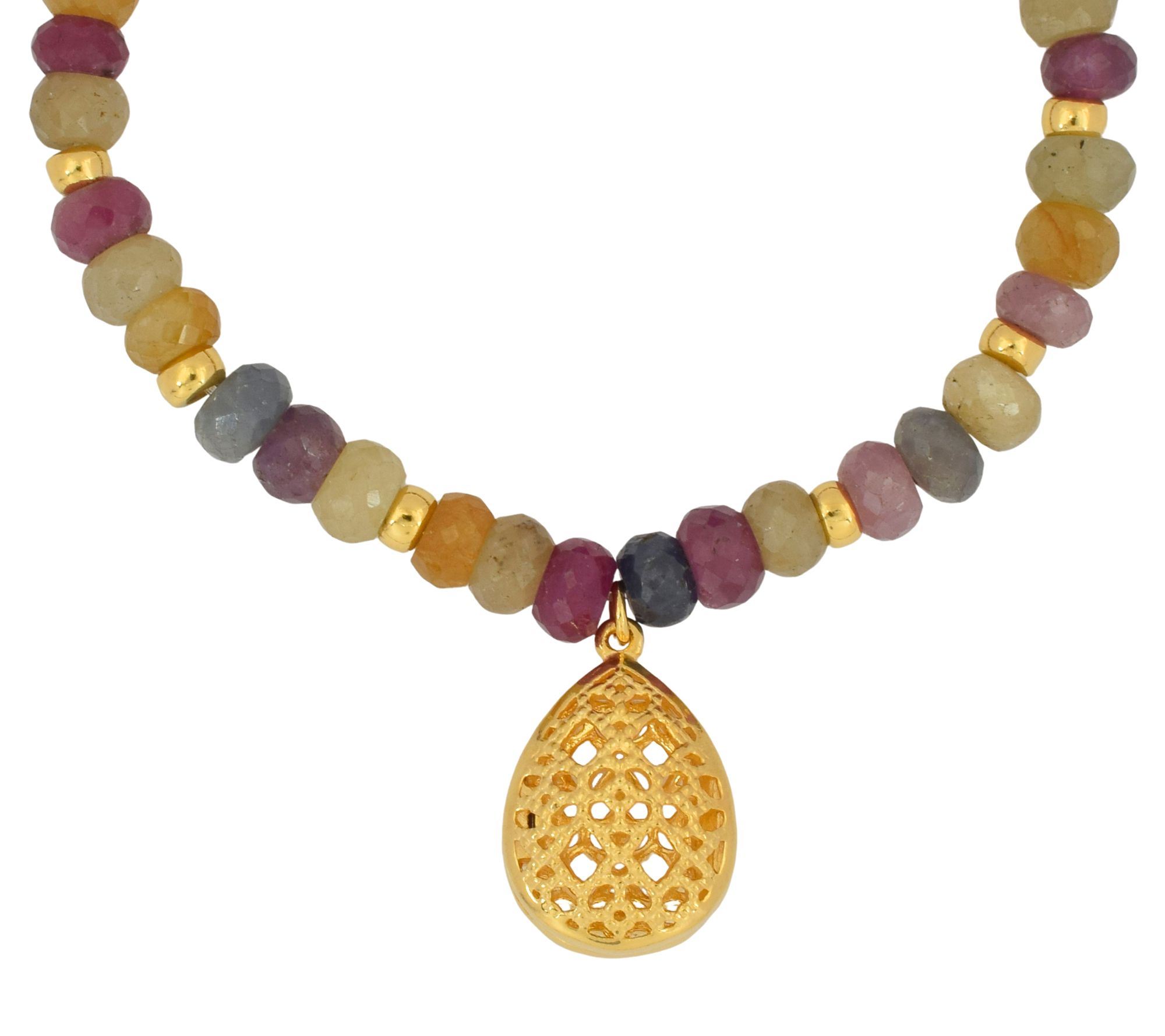 14K Gold Plated Corundum Charm Stretch Bracelet