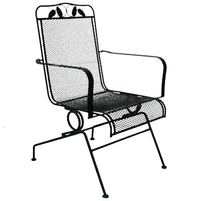 at Home Steel Wrought Iron Outdoor Motion Chair, Black, 24.4x22L x 37.0x22H x 25.2x22W