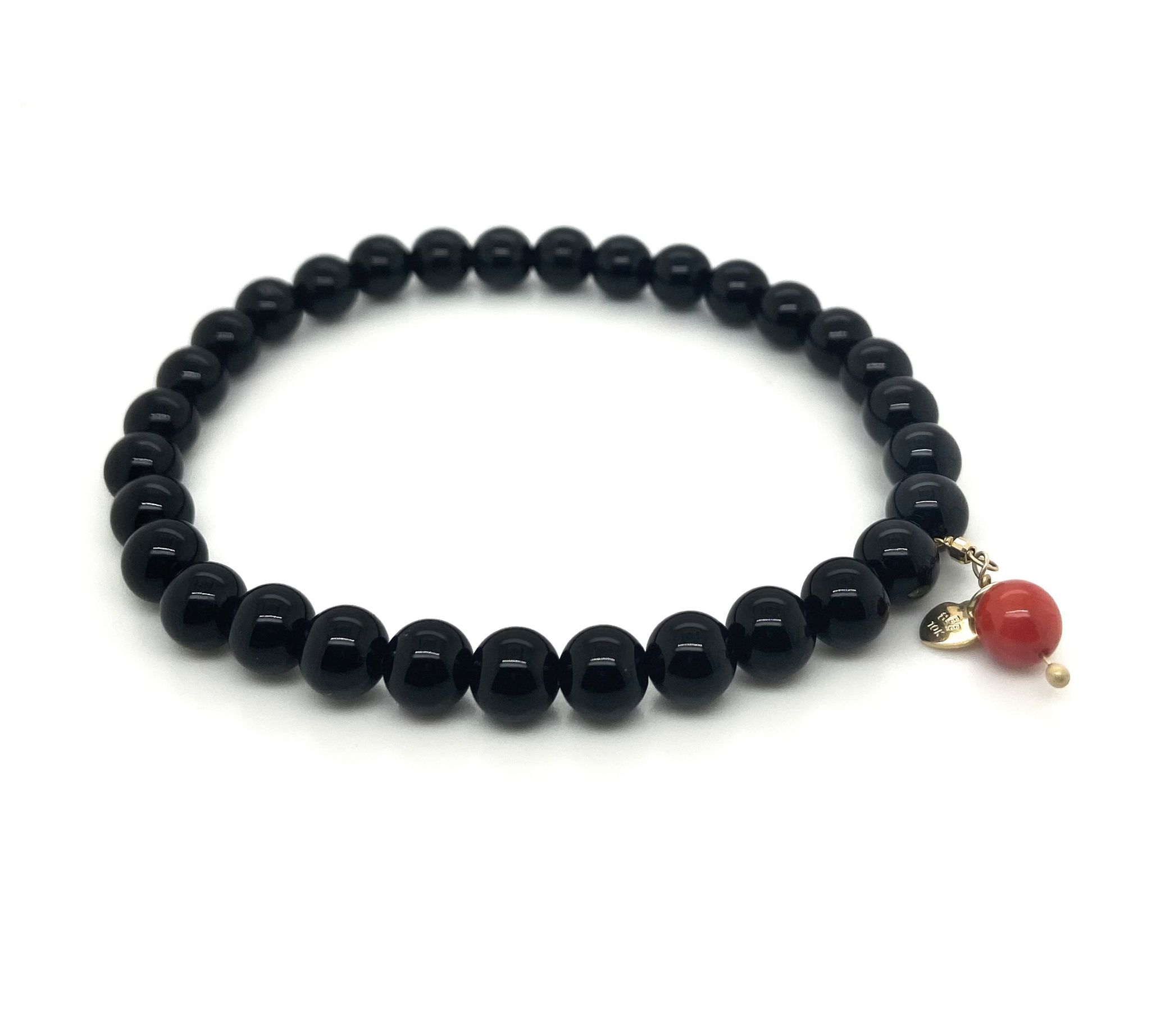 Alkeme 10K Gold Onyx & Coral Charm Stretch Bracelet