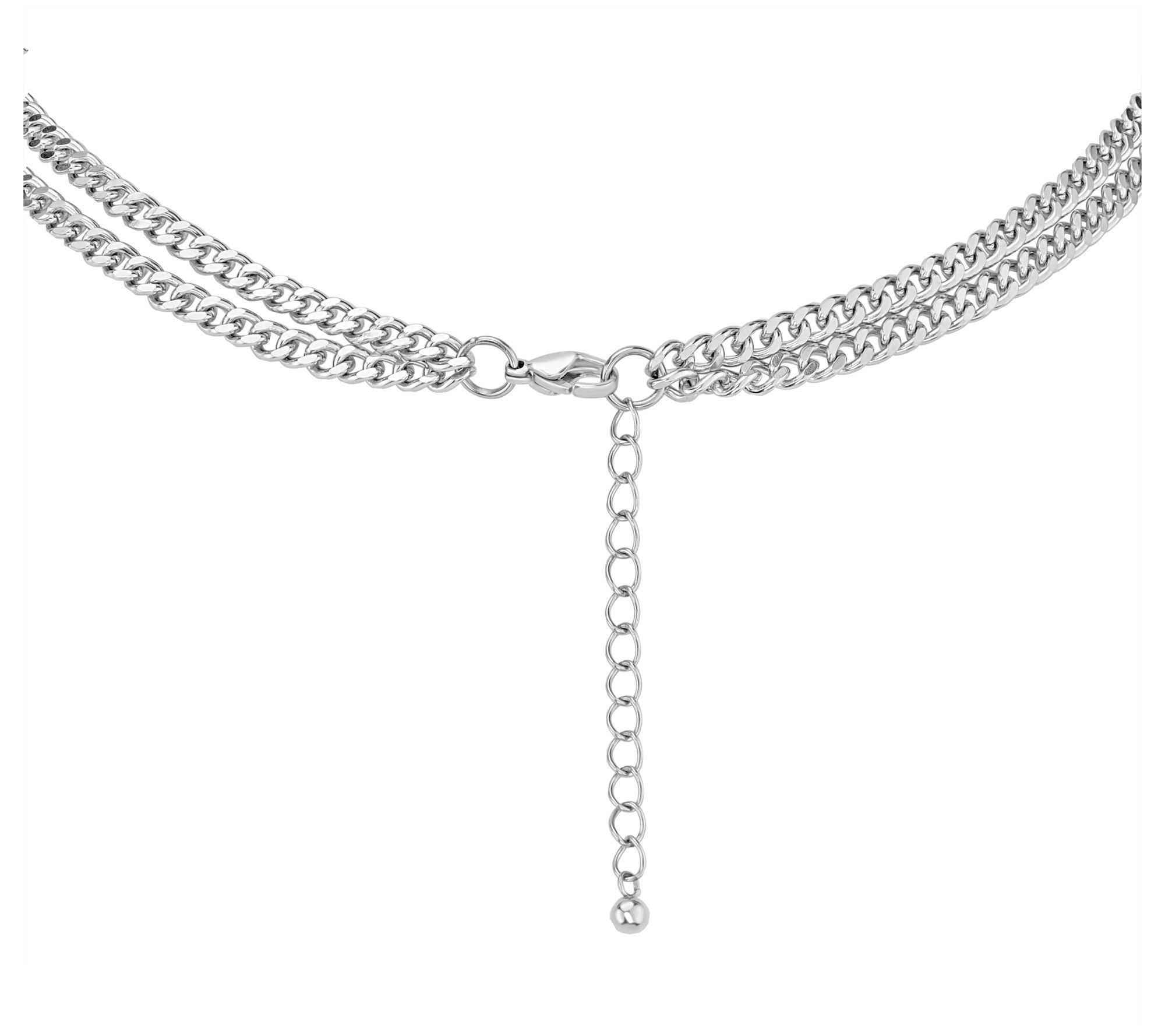 Steel by Design Bold Curb Double Chain Necklace