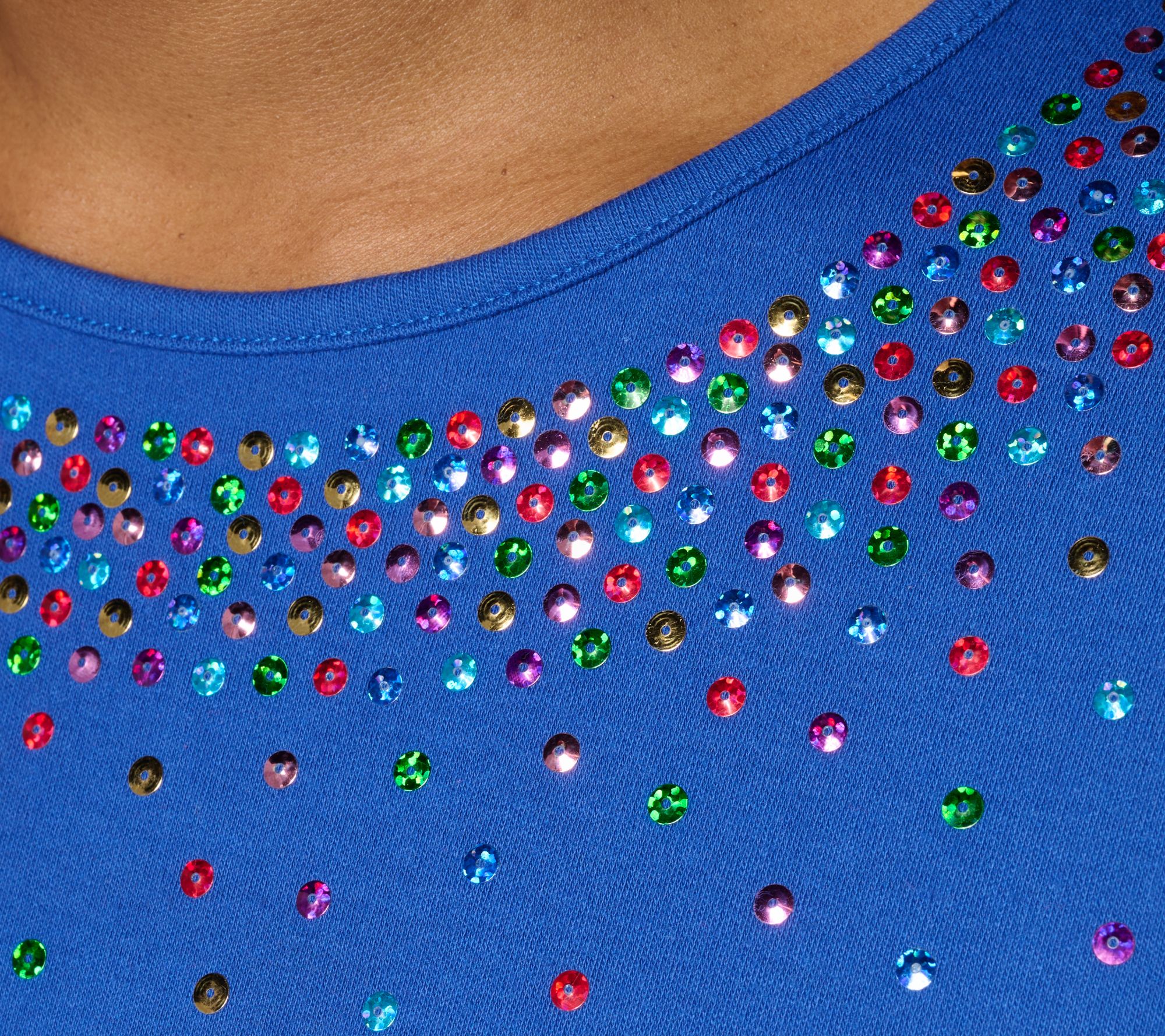 Quacker Factory Color Pop Sequin Elbow Sleeve Top