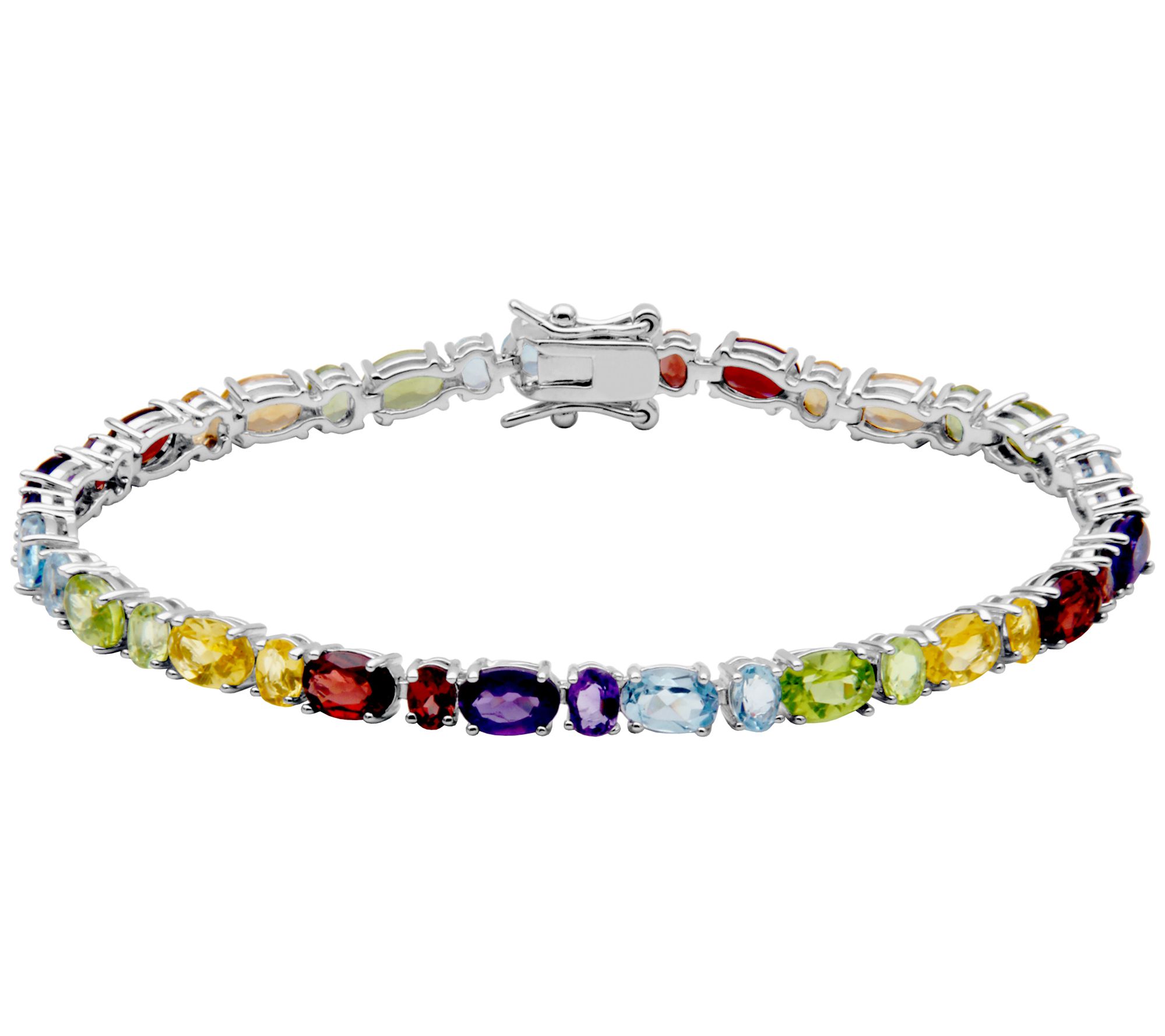 Affinity Gems Multi- Gemstone Rainbow Bracelet, Sterling