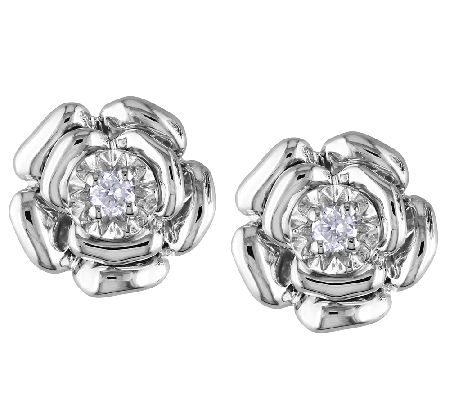 Affinity 1/10 cttw Diamond Flower Earrings, Sterling