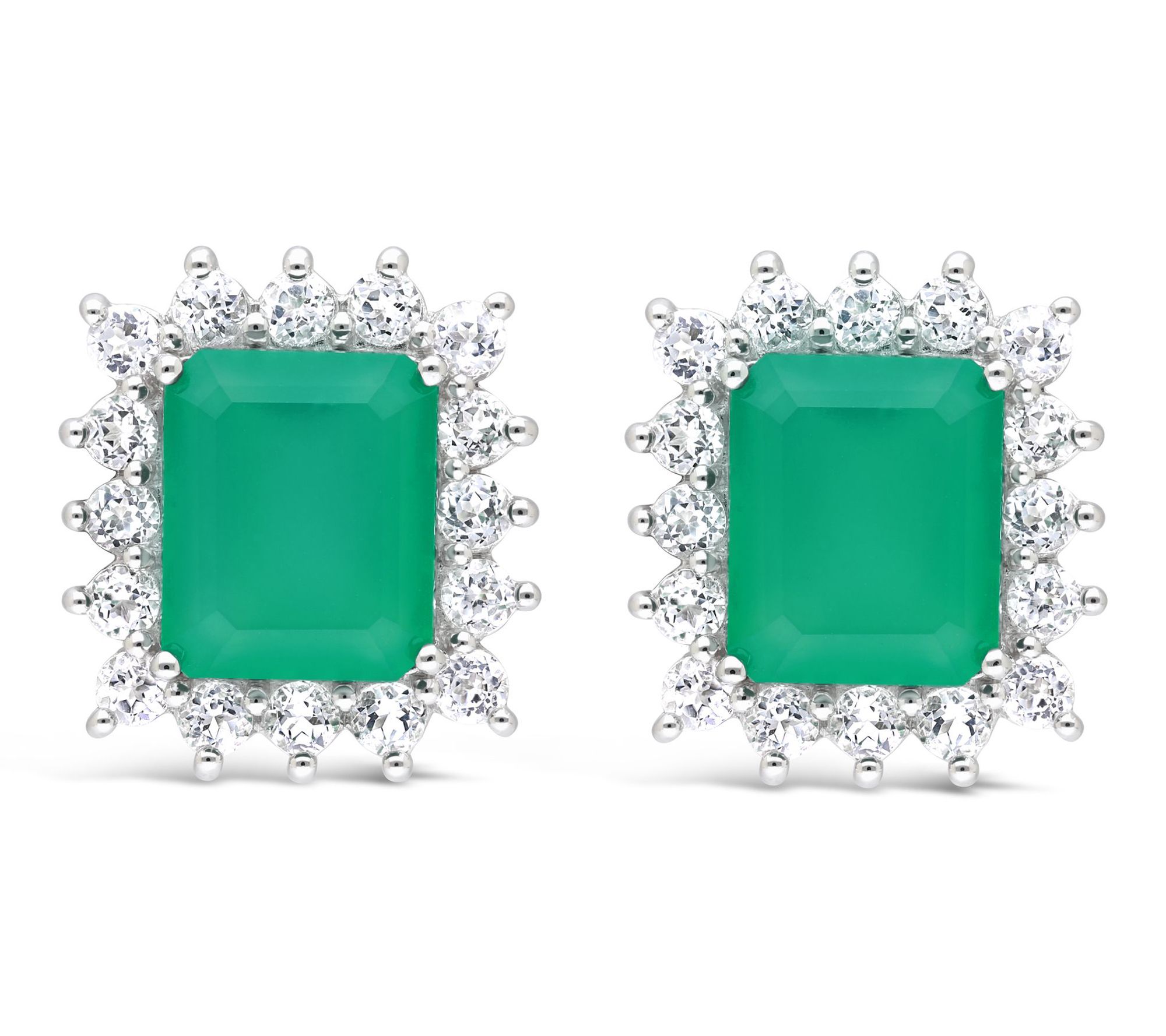 Ariva Sterling Green Chalcedony & White Topaz Vivien Earrings