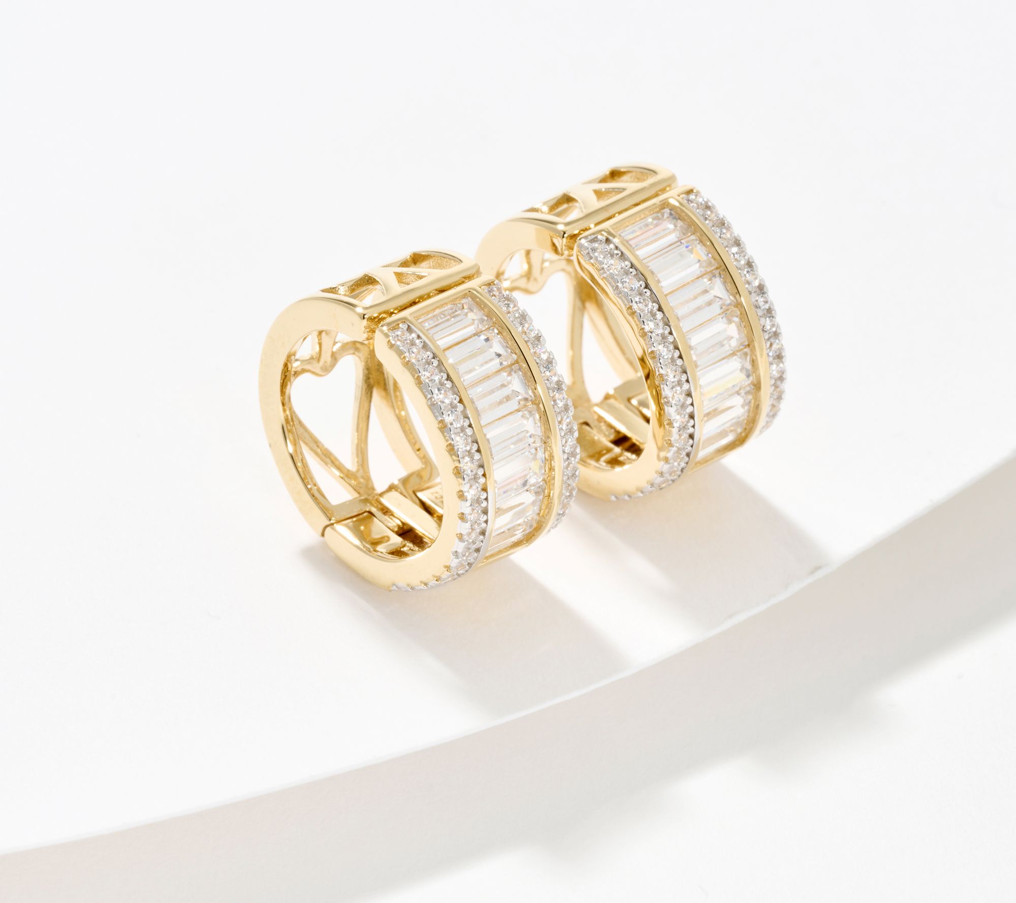 Diamonique x Jennifer Miller Clip On Baguette Earrings, Sterl