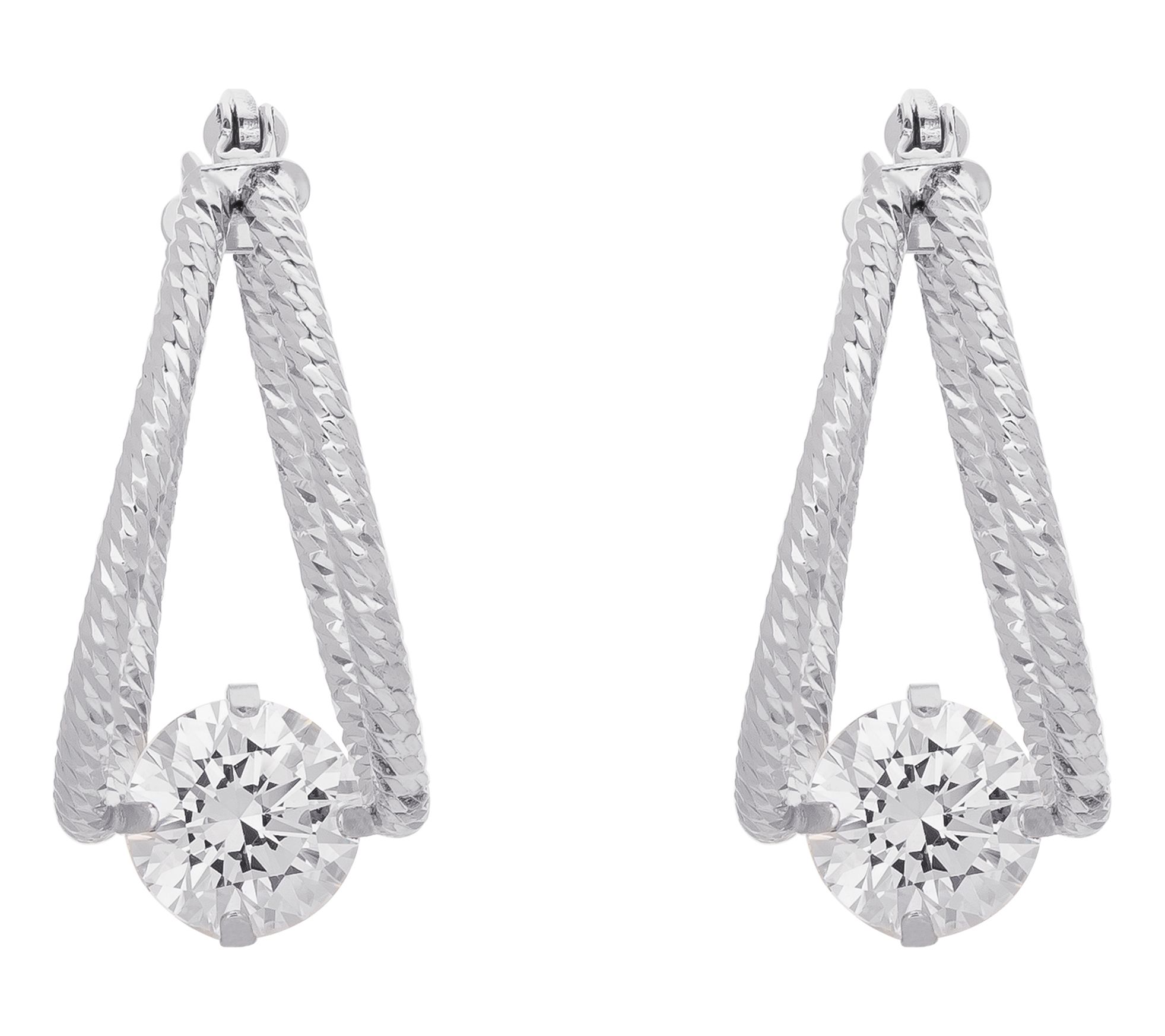 Diamonique Captured Hoop Earrings, Sterling Silver