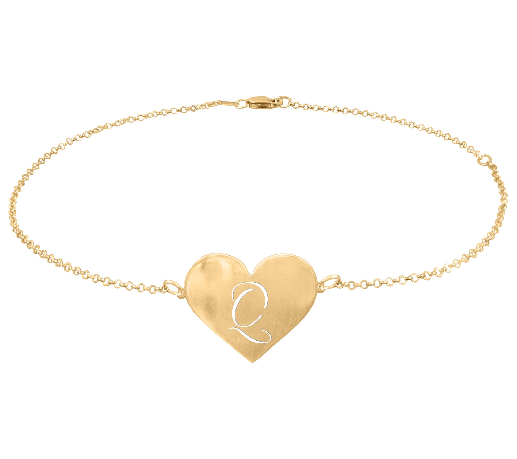 Personalized 14K Gold Plated Initial Heart Ankle Bracelet
