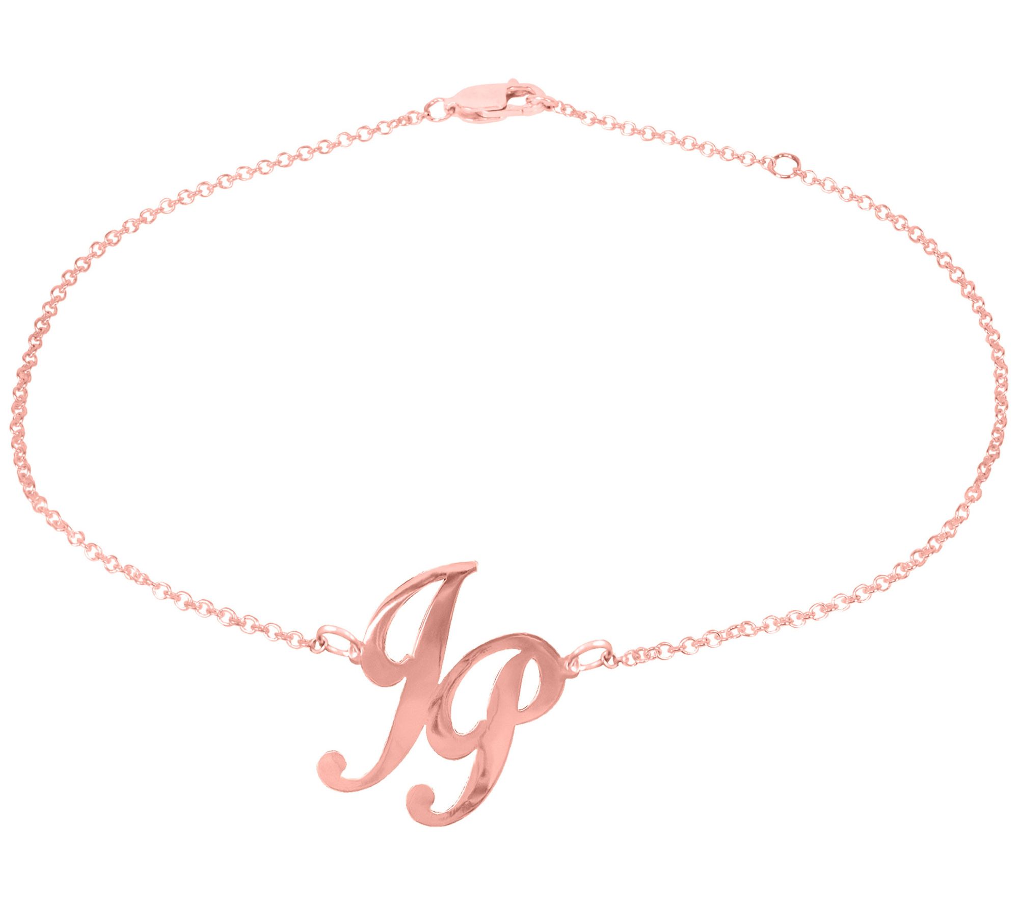 14K Rose Plated Sterling Personalized Monogram Ankle Bracelet