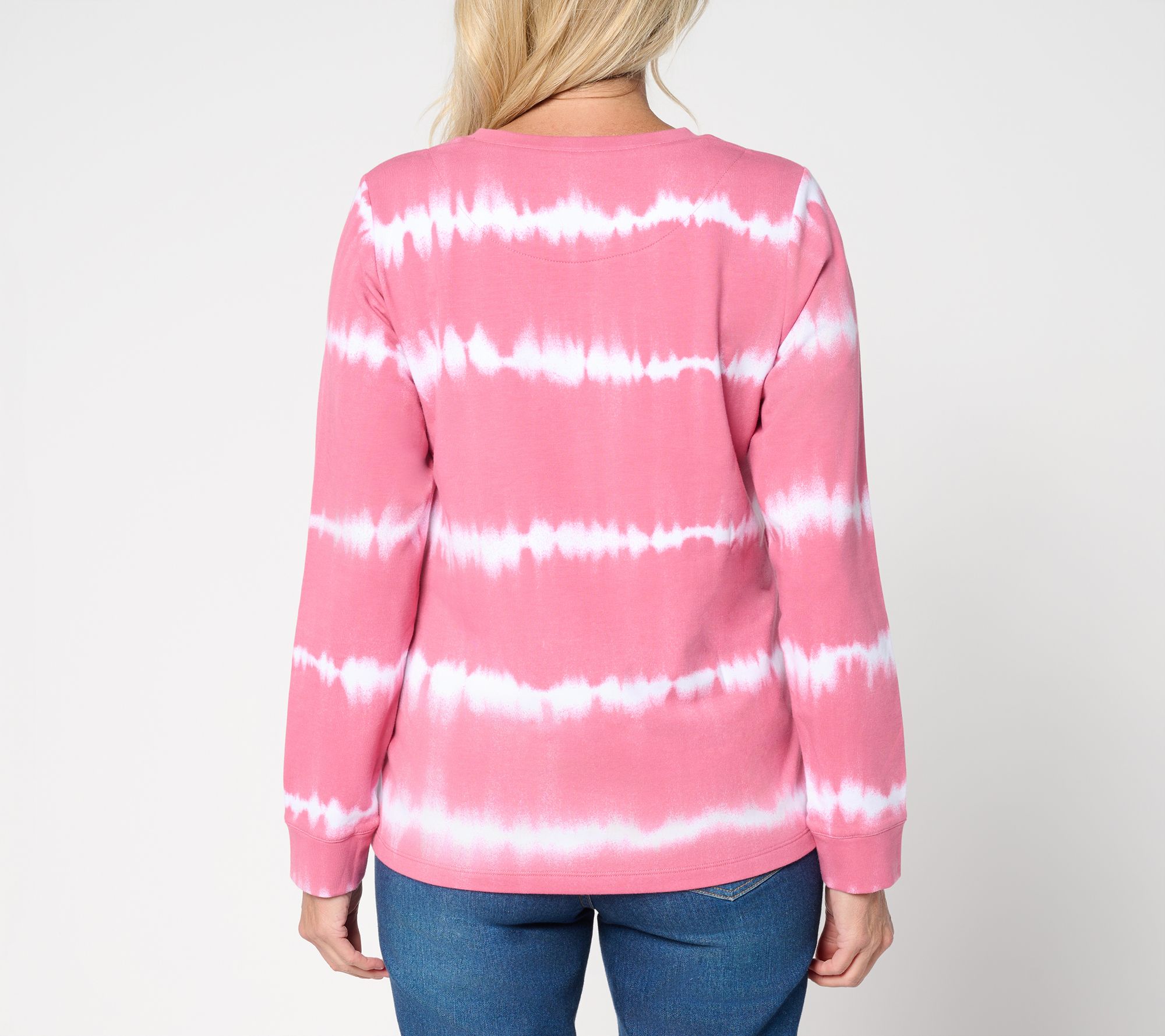 Denim & Co. Tie-Dye French Terry Long-Sleeve Sweatshirt