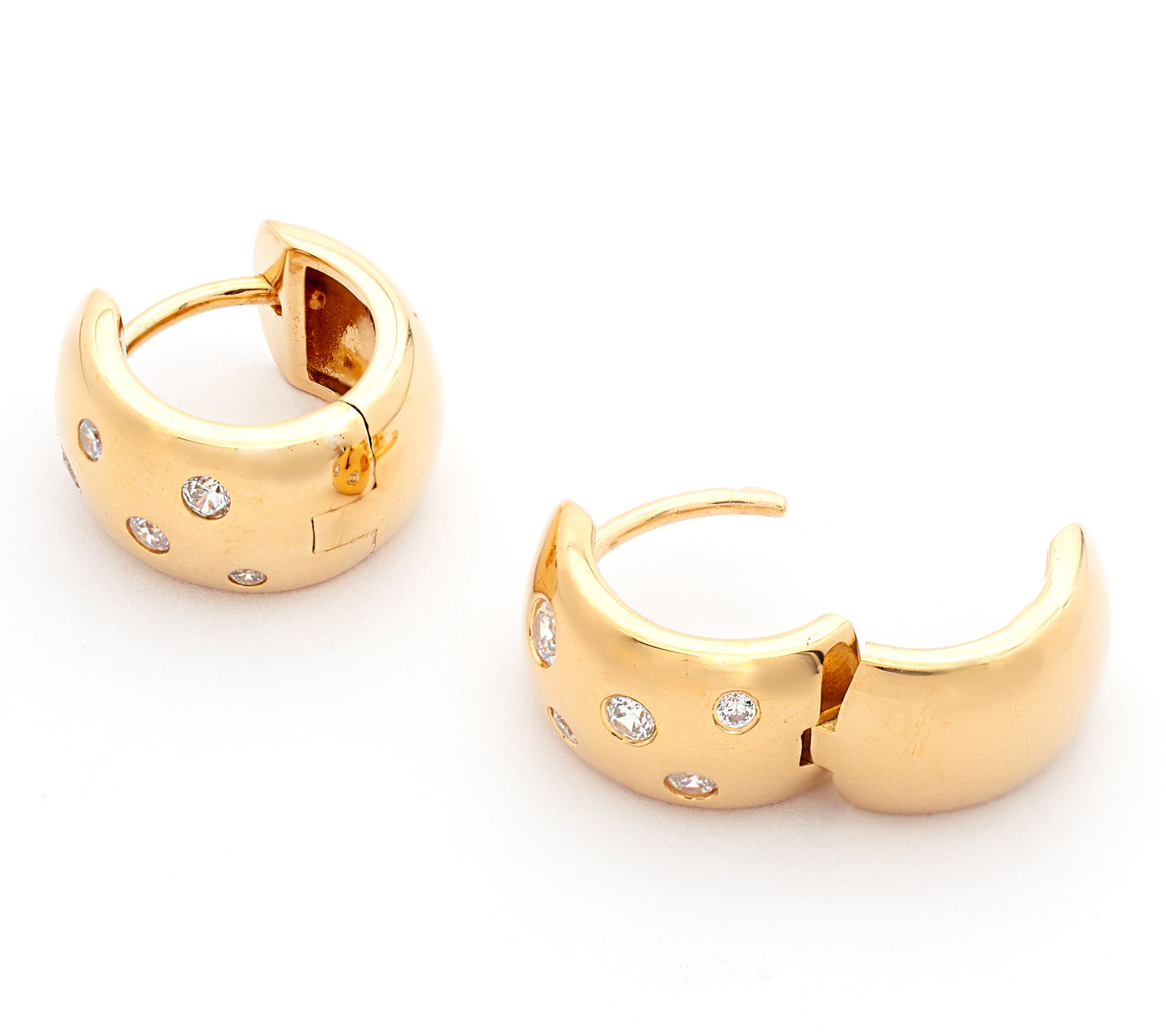 Diamonique Classic Huggie Hoop Earrings, Sterling Silver