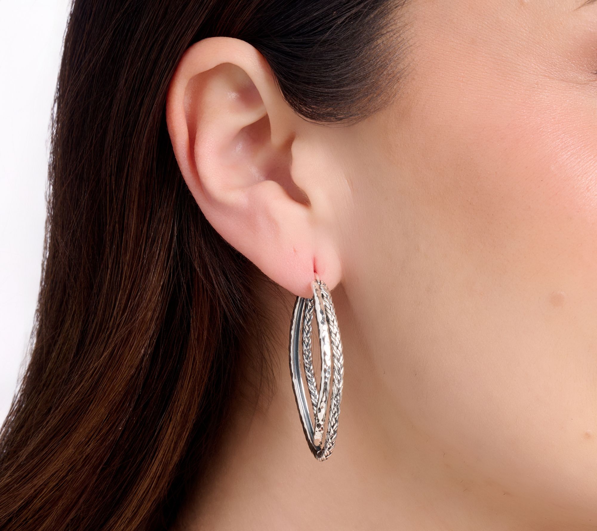 JAI Sterling Silver Legacy & Hammered 1-3/4