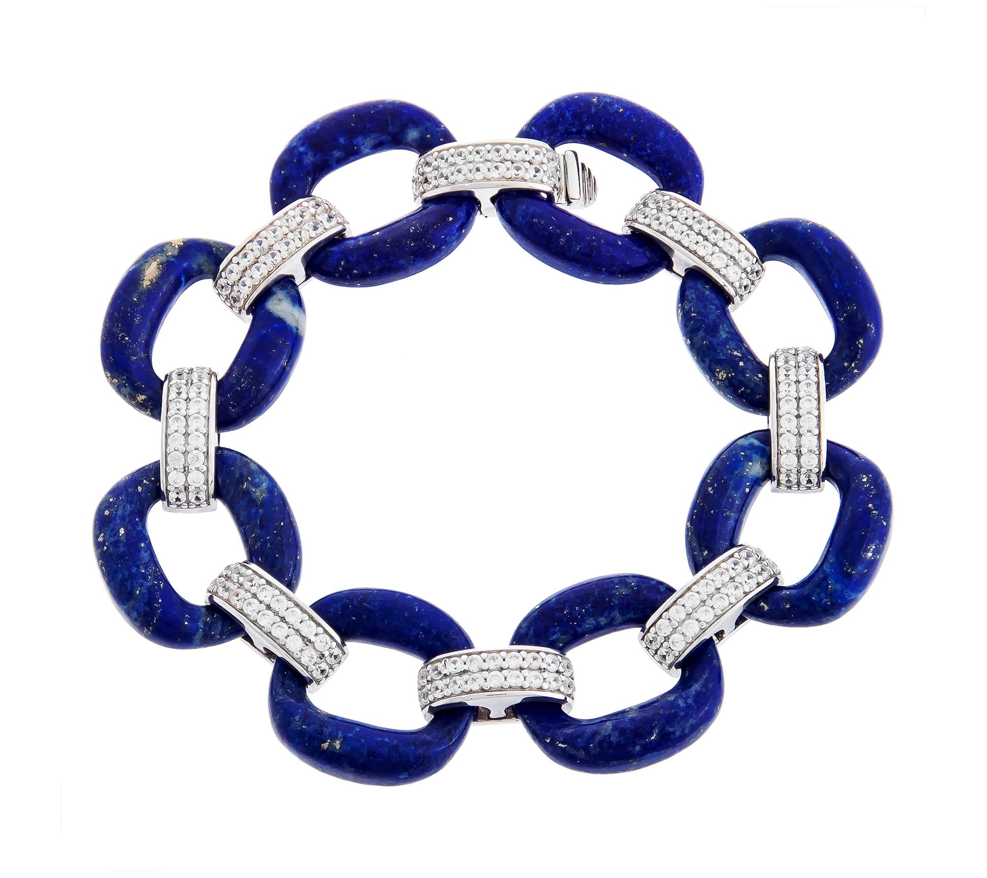 Affinity Gems Gemtone Link & White Zircon Bracelet, Sterling