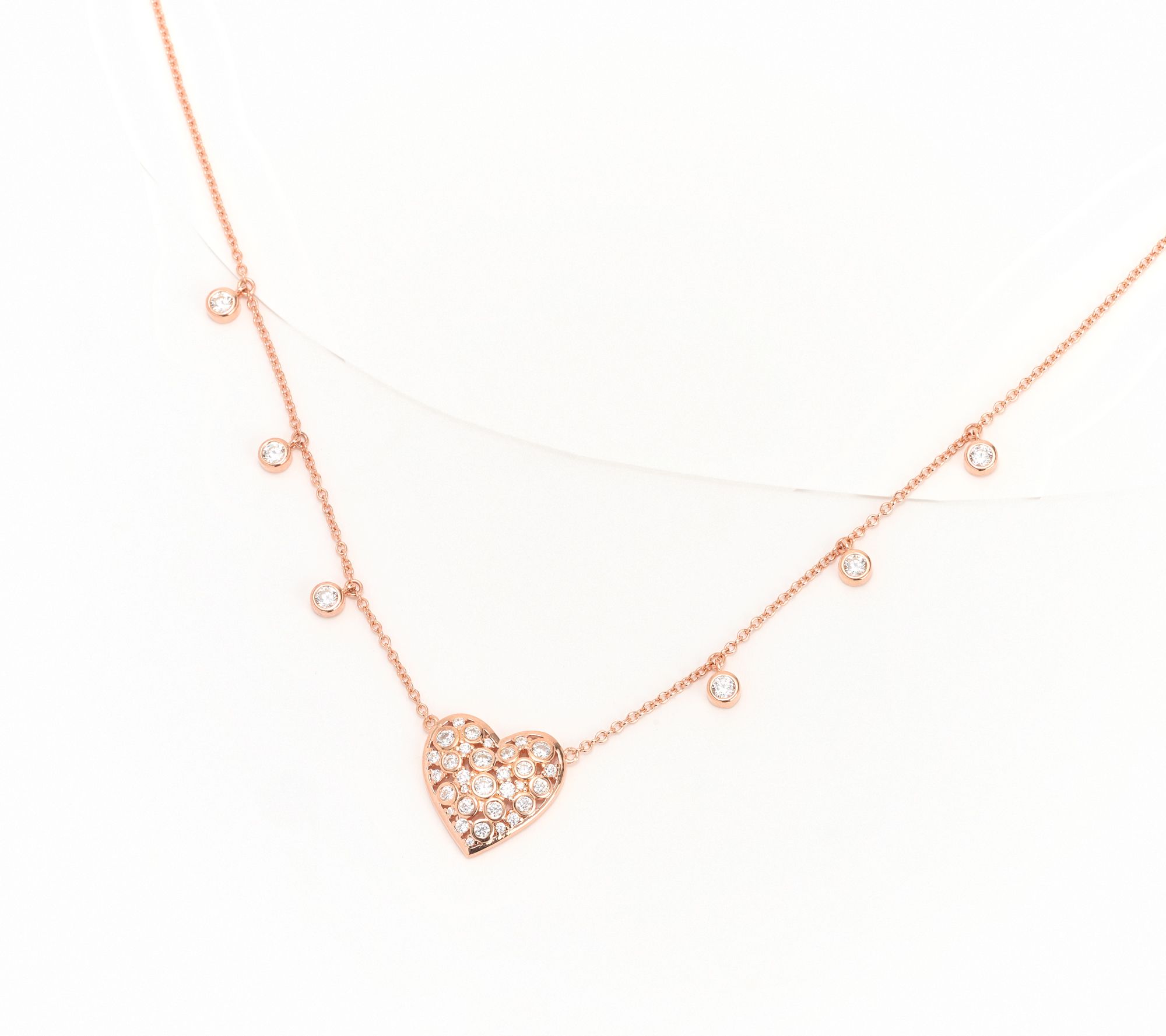 Diamonique x Kathy Levine Love-A-Lot Heart Necklace, Sterling Silver