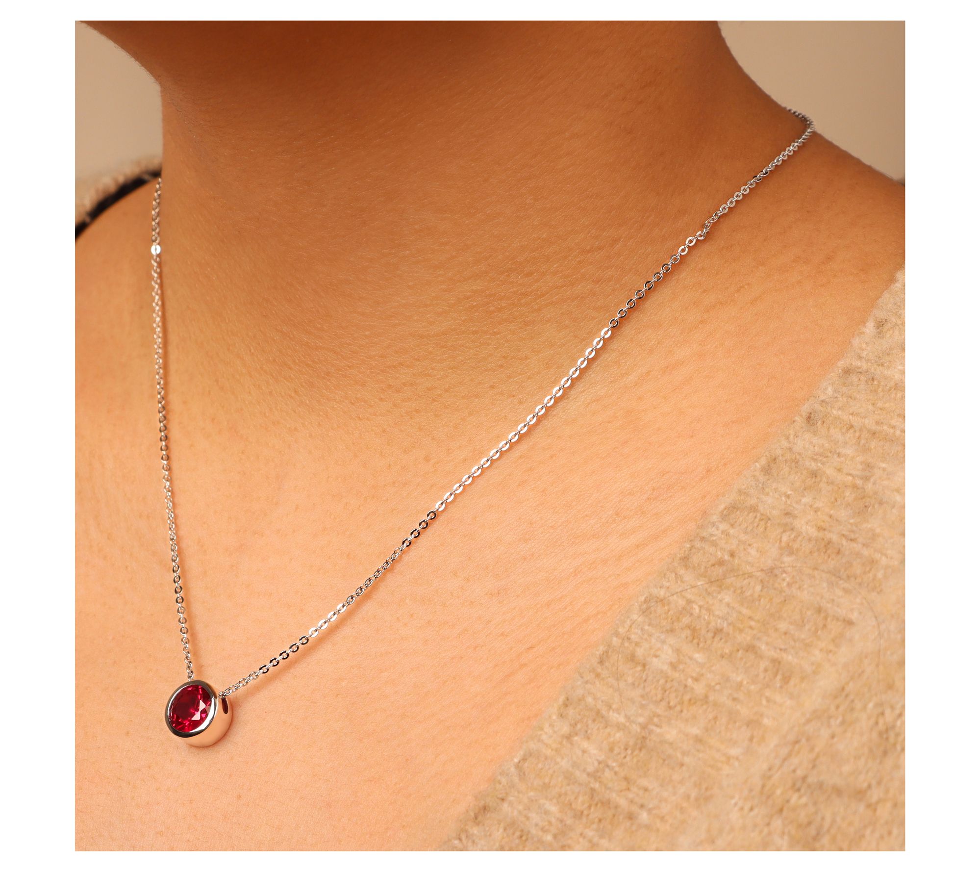 Diamonique x Bronzo Italia Slide Pendant Necklace