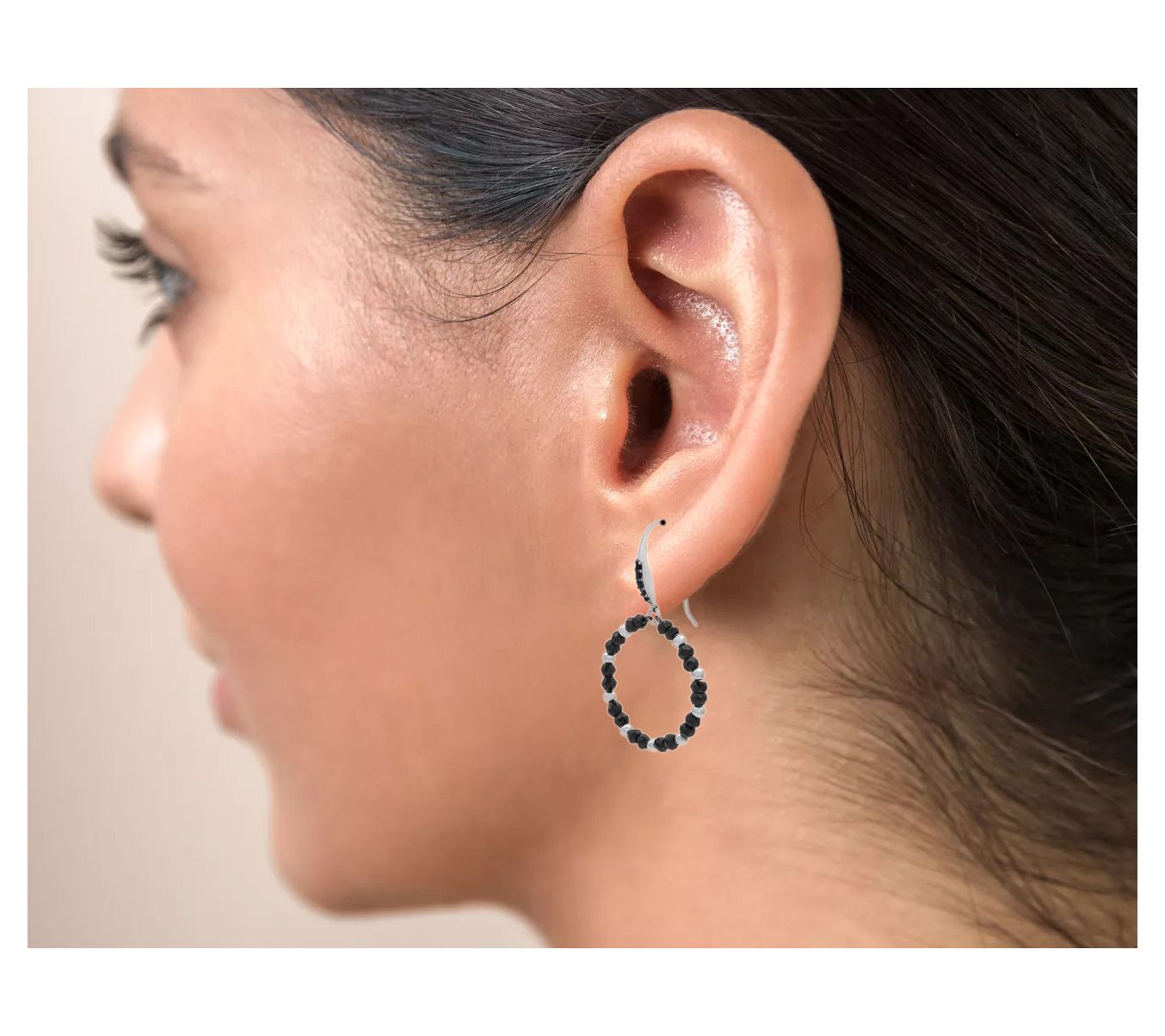 Affinity Gems Black Spinel Circle Earrings, Sterling