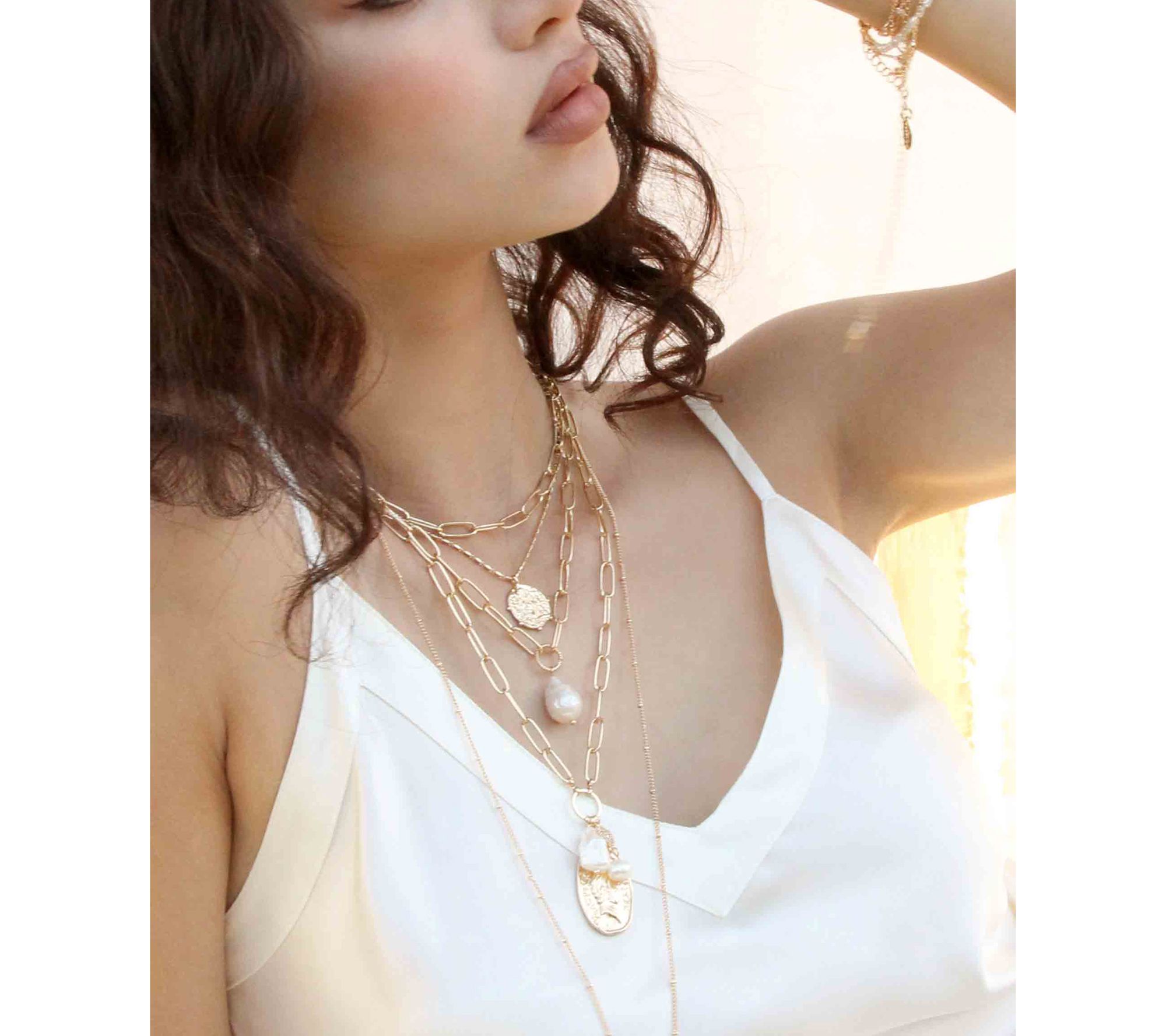 Ettika Cultured Pearl Oval Link Chain Necklace