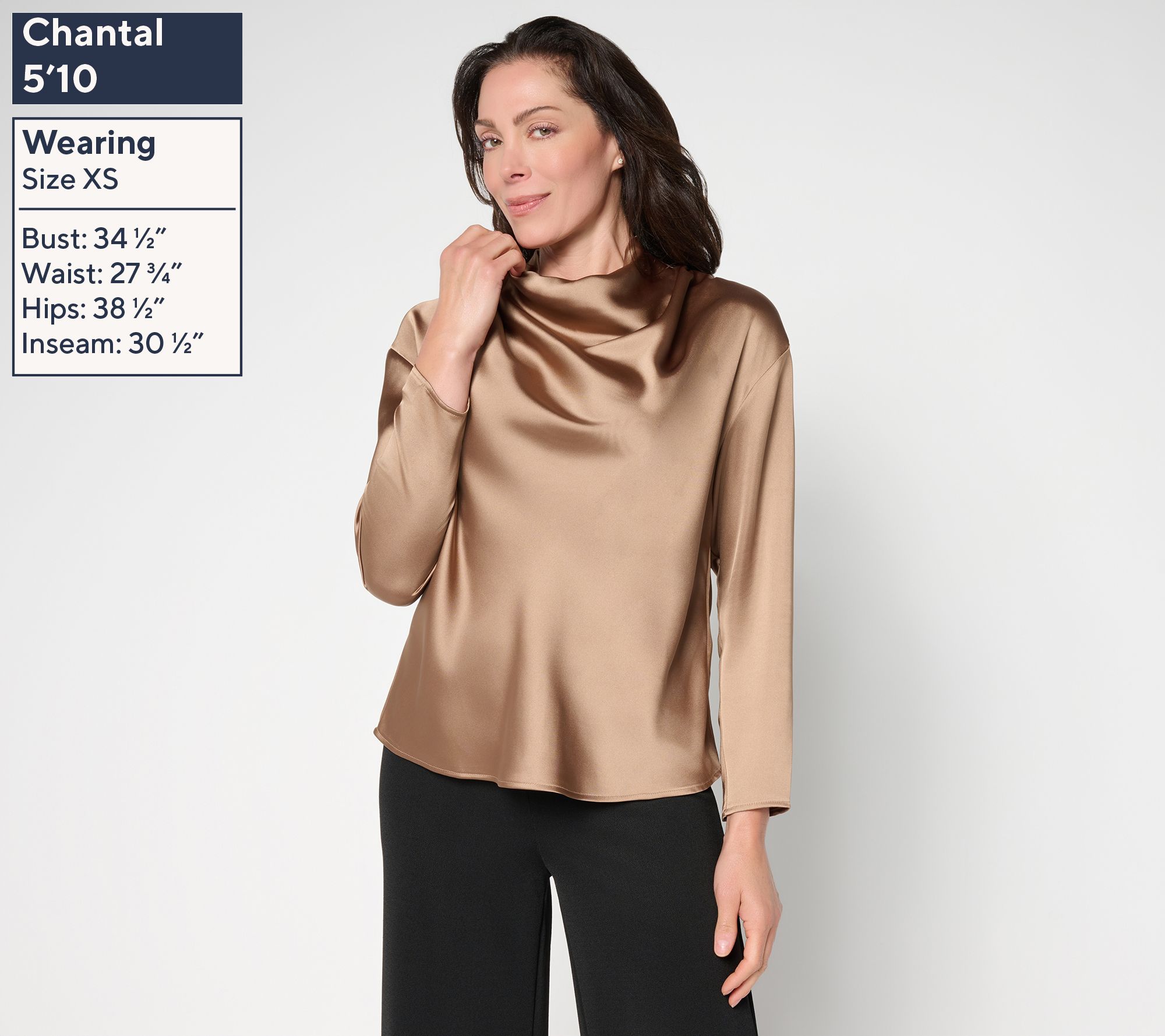 Me by Jennie Garth Rockefeller Cowl Neck Satin Blouse