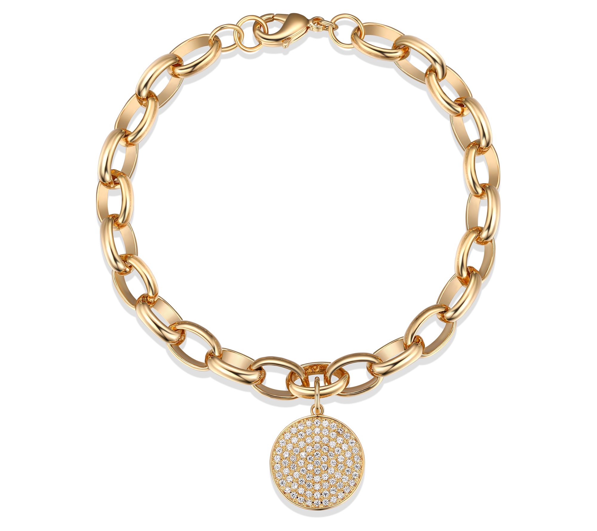 Diamonique Oval Link Charm Bracelet