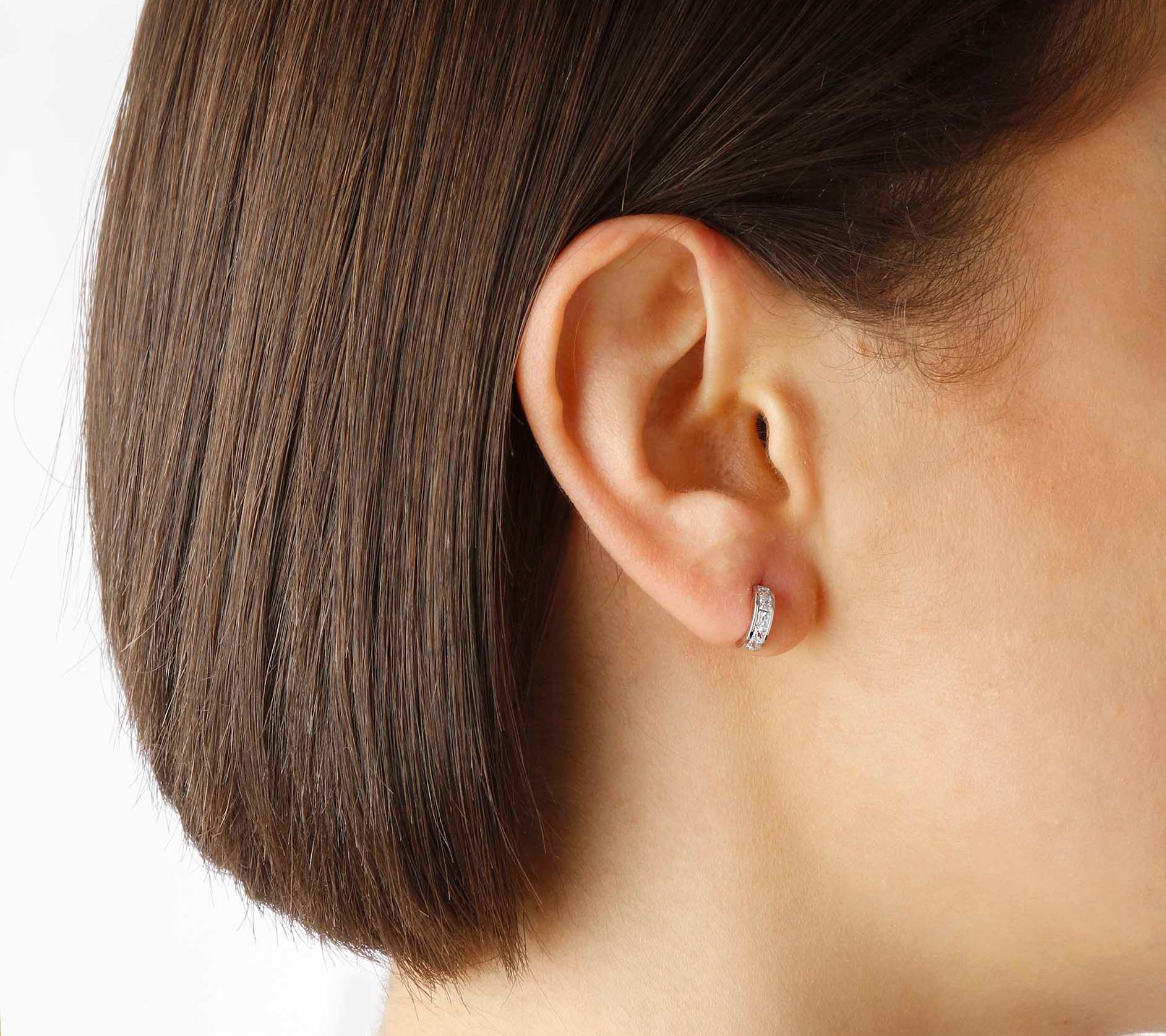 Diamonique 0.75 cttw Mini Half Hoop Earrings, S terling